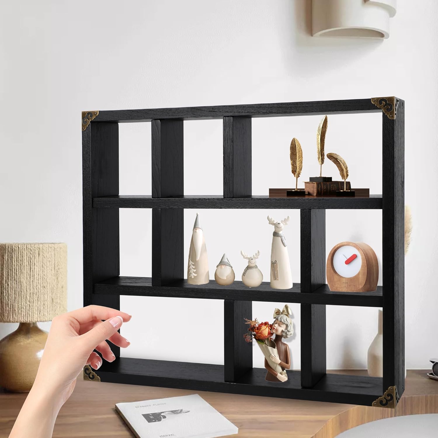 MITREL 177x157-Inch Shadow Box Shelf Set of 2 Classic Black