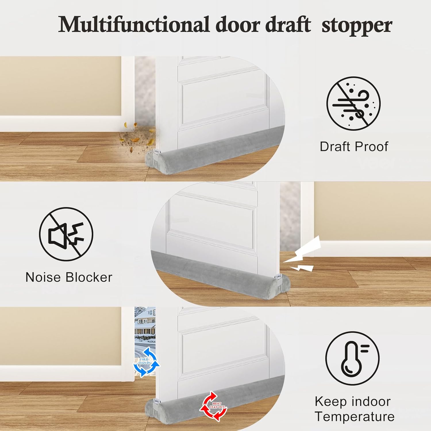 Fowong 36 Inch Door Draft Stopper Gray
