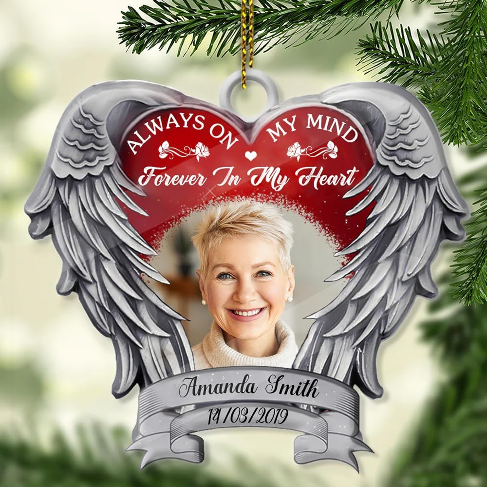 Angel Heart Wings Memorial Always On My Mind Personalized Ornament