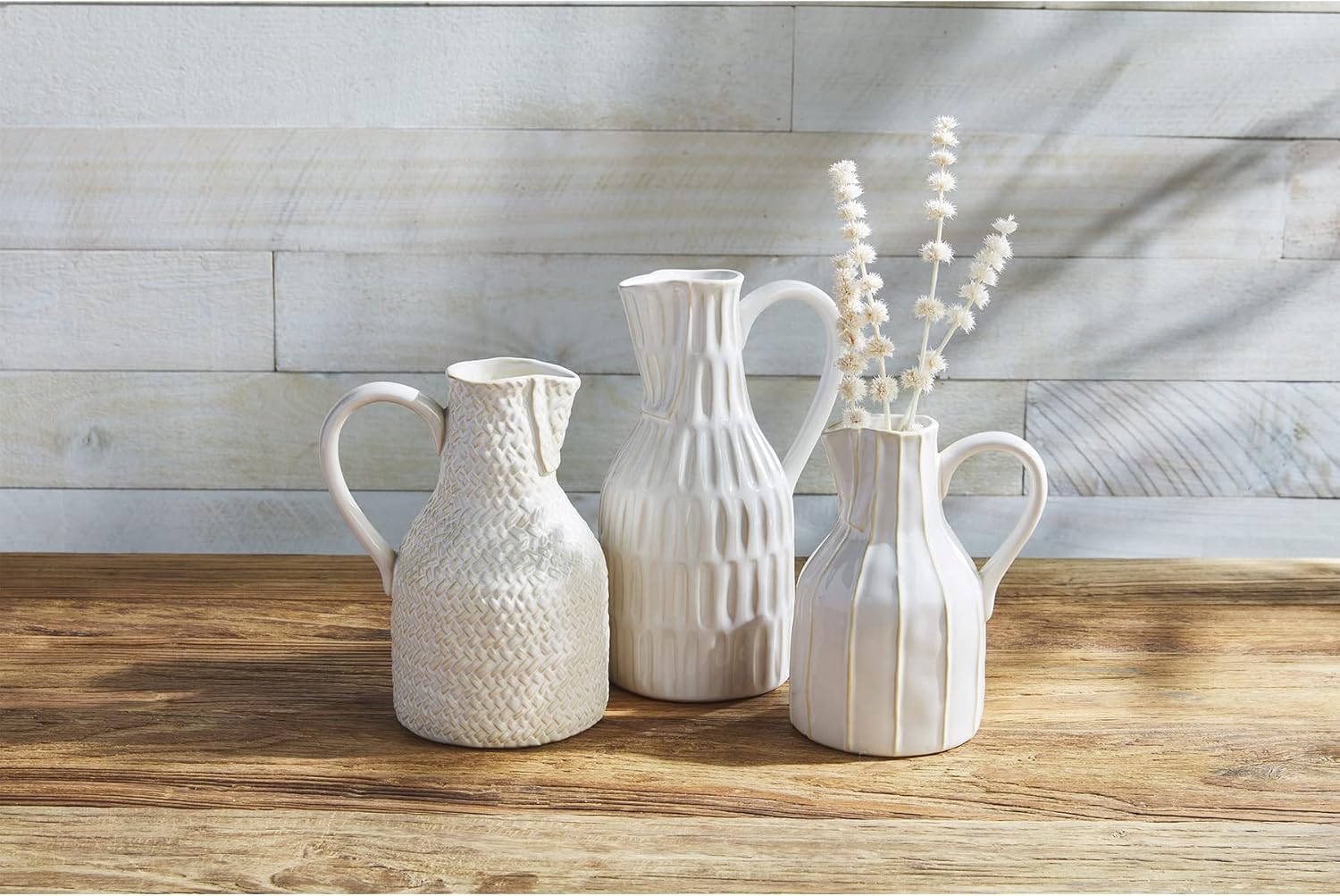 Mud Pie Cream Stoneware Jug Bud Vase Medium