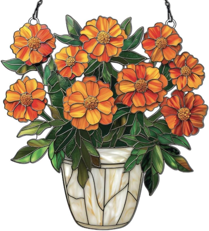 Widoteo Marigold Basket Acrylic Hanging Decor