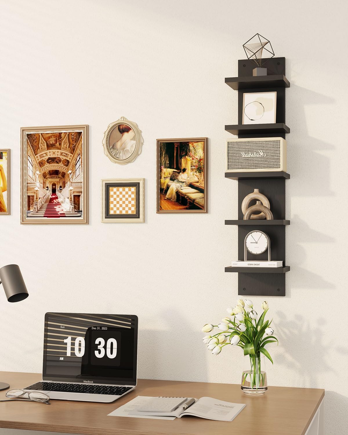 IBUYKE 5 Tier Wall Shelving Unit Black Vertical Storage Shelf