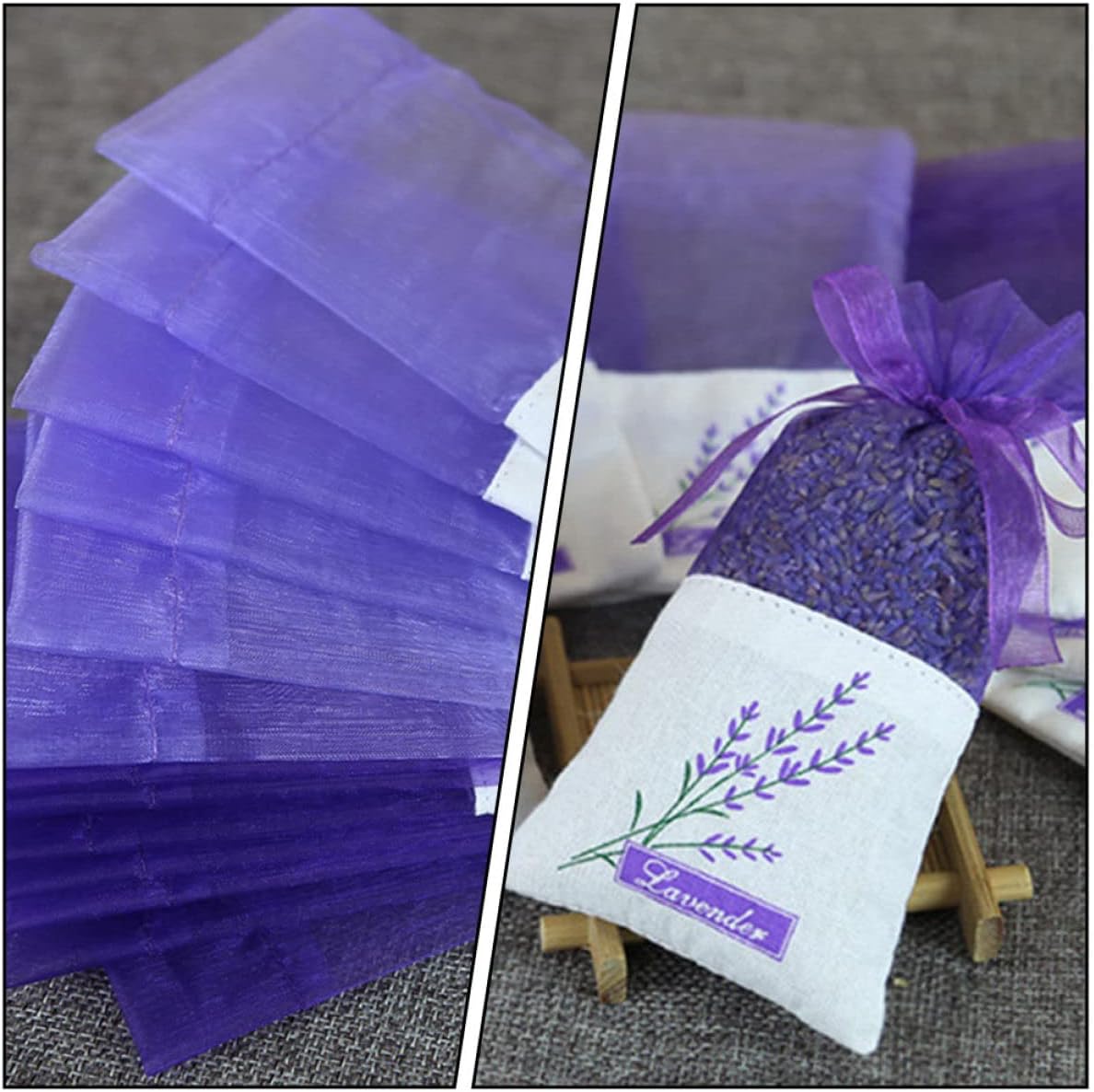 COHEALI 22Pcs Lavender Sachet Bags Empty Organza Pouches with Ribbon