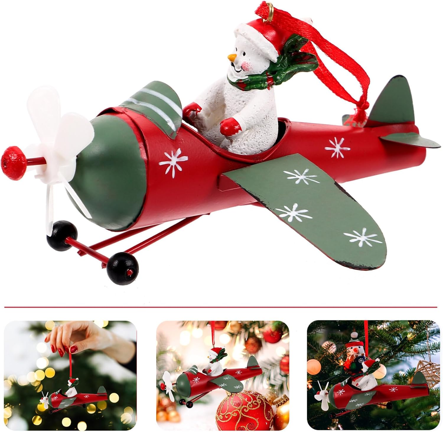 PRETYZOOM Funny Santa Airplane Ornament Christmas Tree Decoration