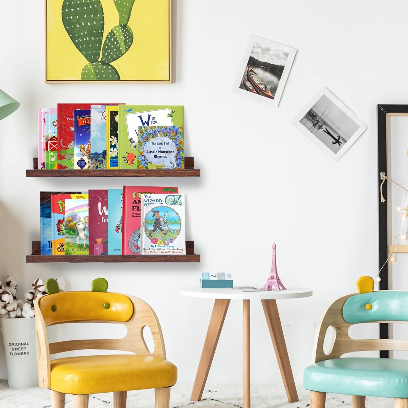 AZSKY Floating Book Shelves Wall Mounted Photo Shelf for Home
