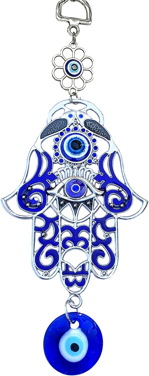 Betterdecor Blue Evil Eye Hamsa Hand Wall Hanging