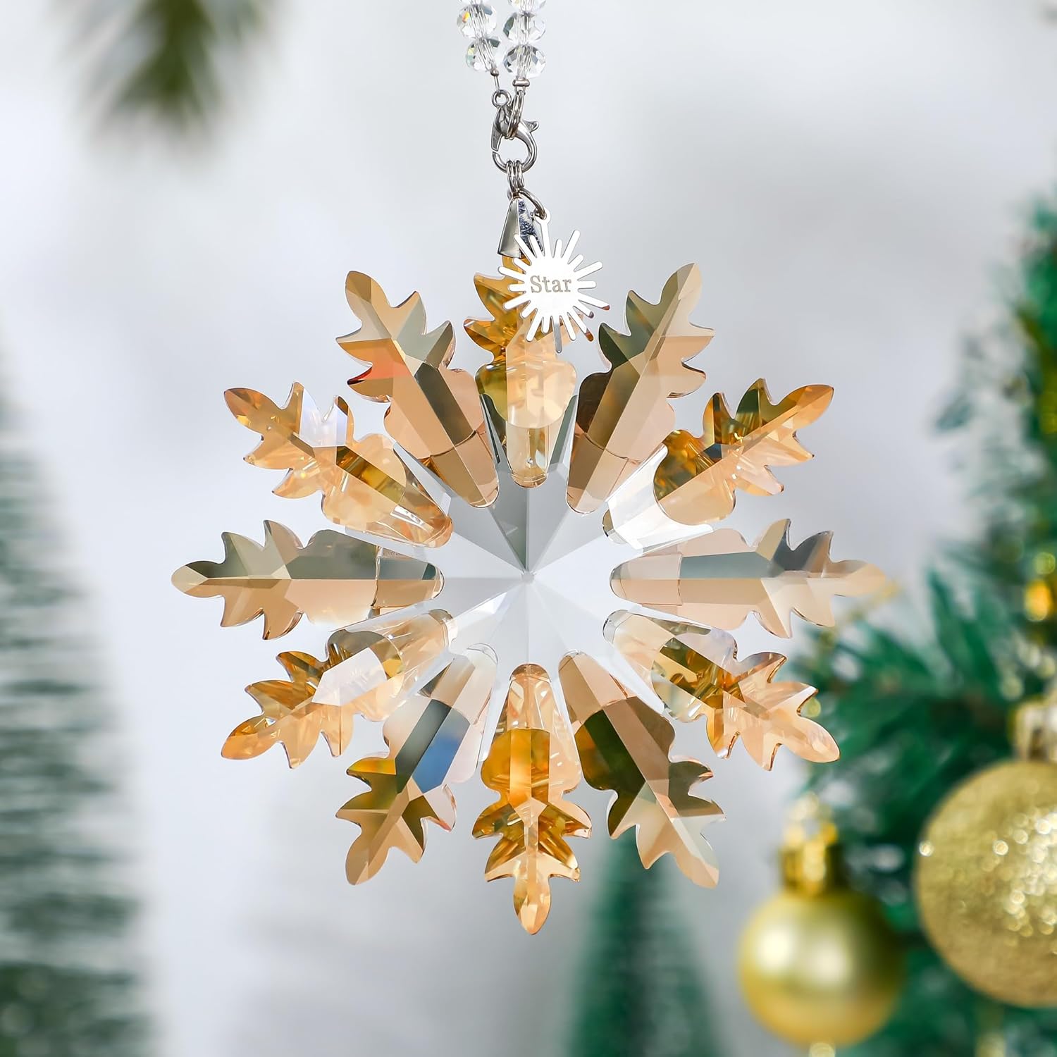 2025 Champagne Glass Christmas Snowflake Ornament
