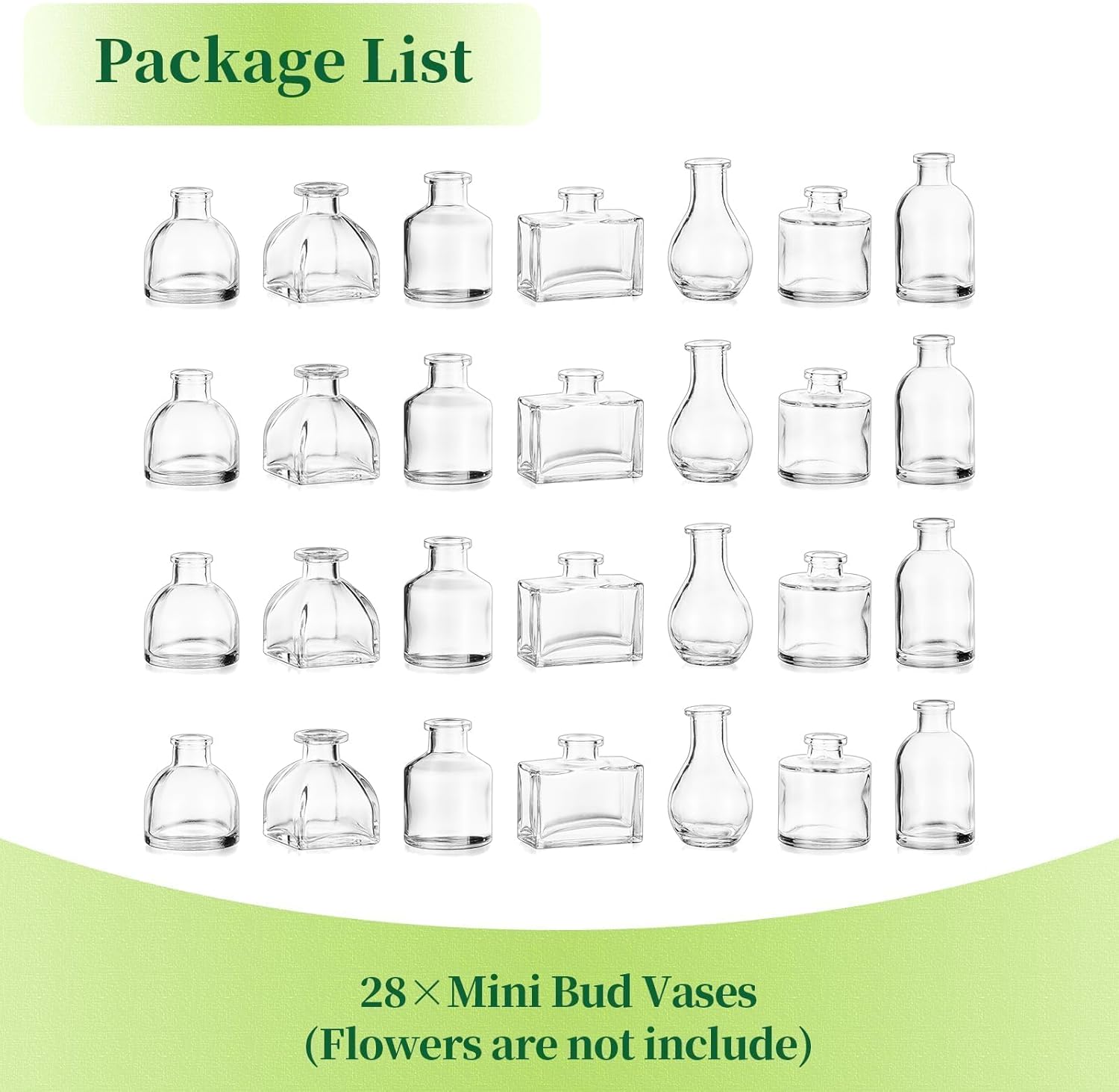 Hewory Mini Bud Vases Set 28pcs for Centerpieces