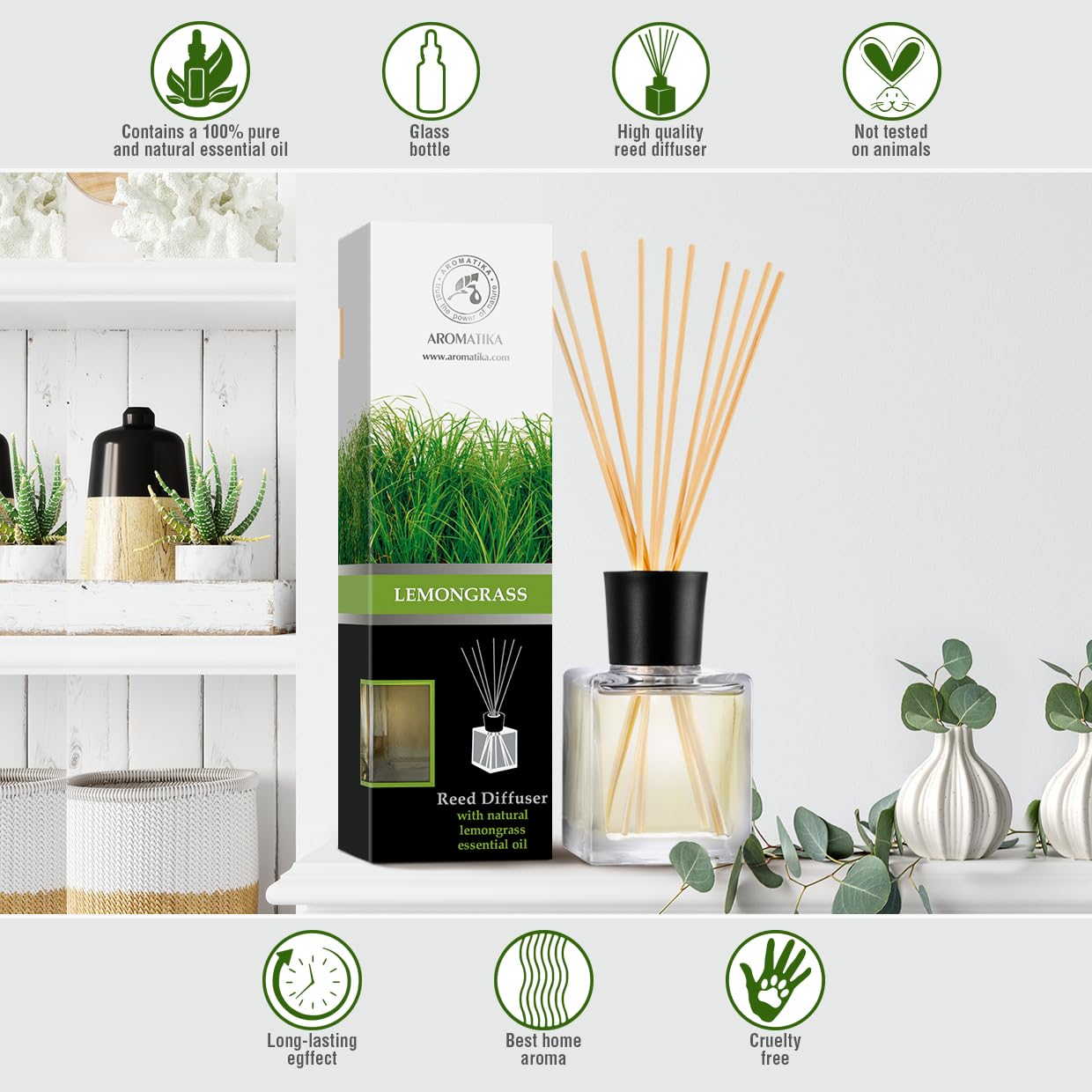 Lemongrass Reed Diffuser 200ml with Bamboo Sticks