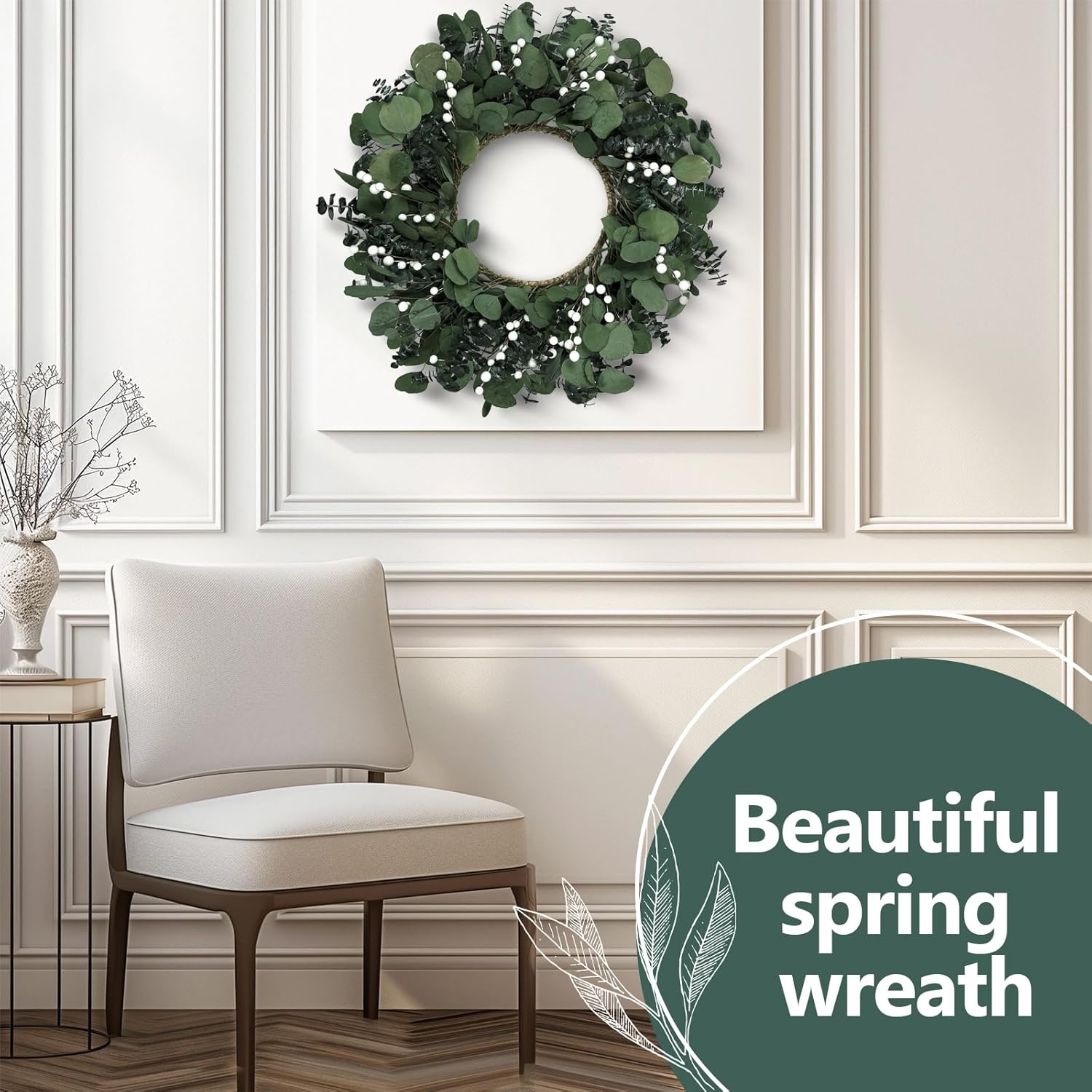 24 Inch Preserved Eucalyptus Wreath Green Decor