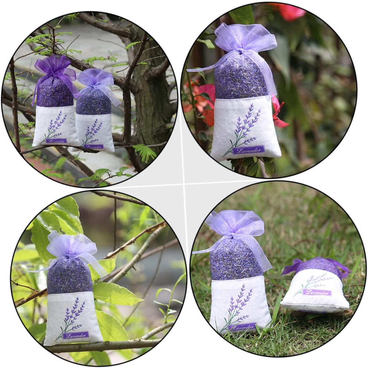22Pcs Lavender Sachet Bags with Handmade Floral Design for Home and Car Decoration