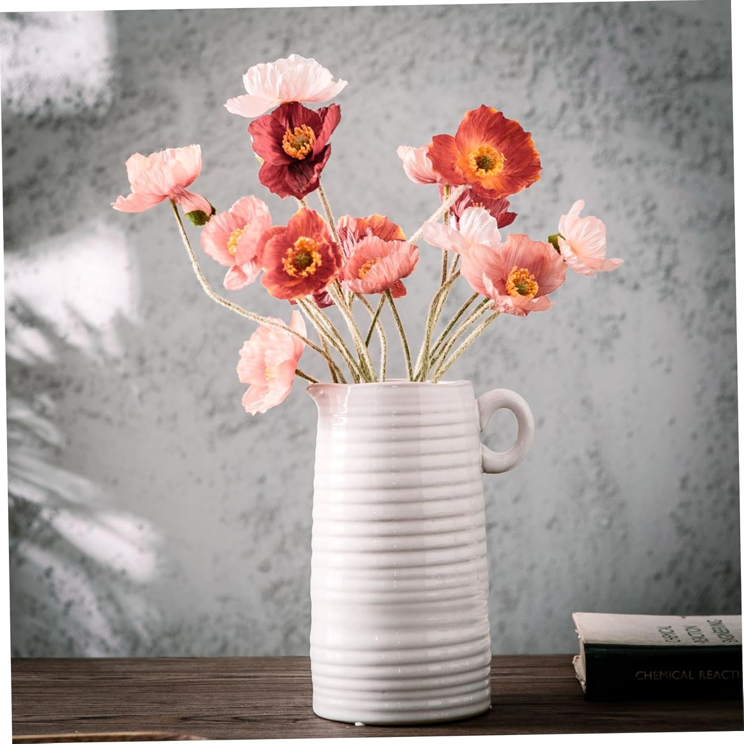 White Ceramic Vase 8 Inch Tall Modern Farmhouse Decor