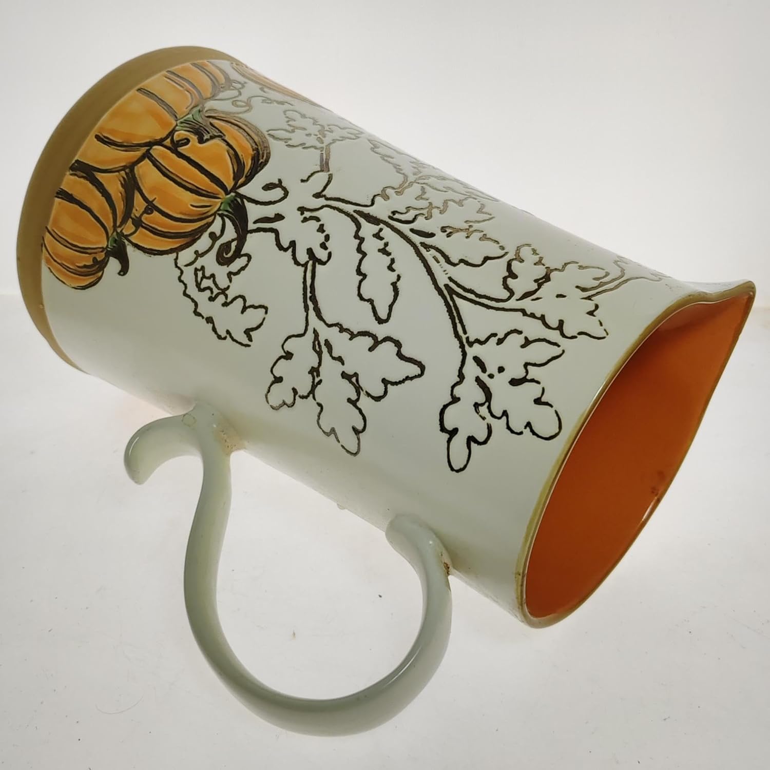 Big Decorative Ceramic Pitcher Vase with Pumpkin Design
