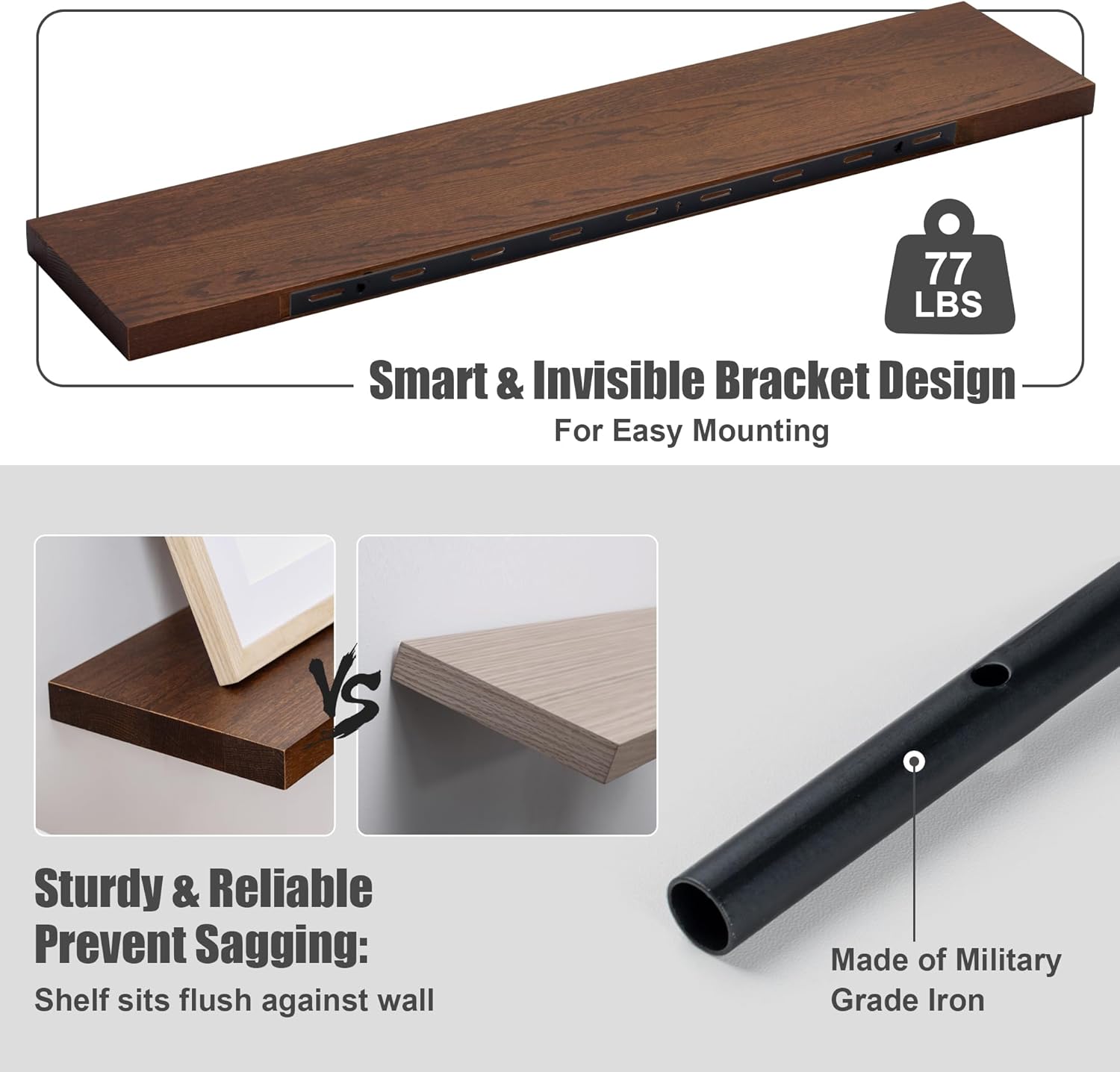 FLYJOE Natural Oak Floating Shelves Set of 2