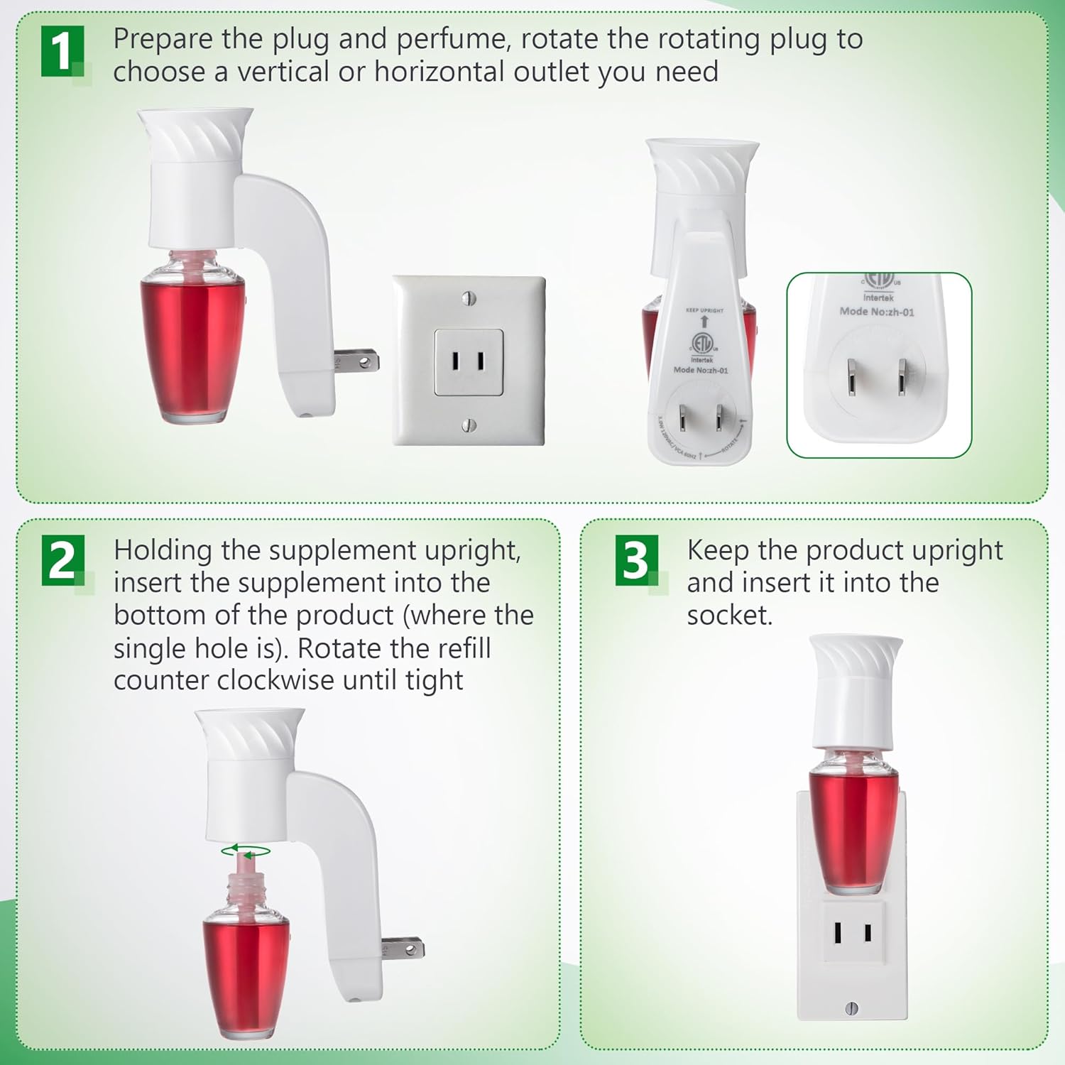 Saillong Wall Fragrance Plug In with Night Light