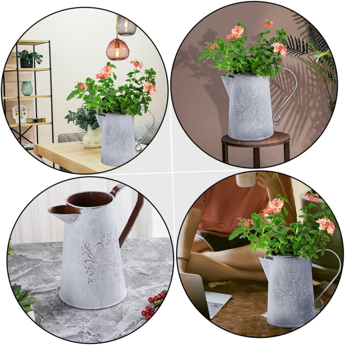 SUPVOX 2pcs Retro Iron Flower Buckets for Home Decor