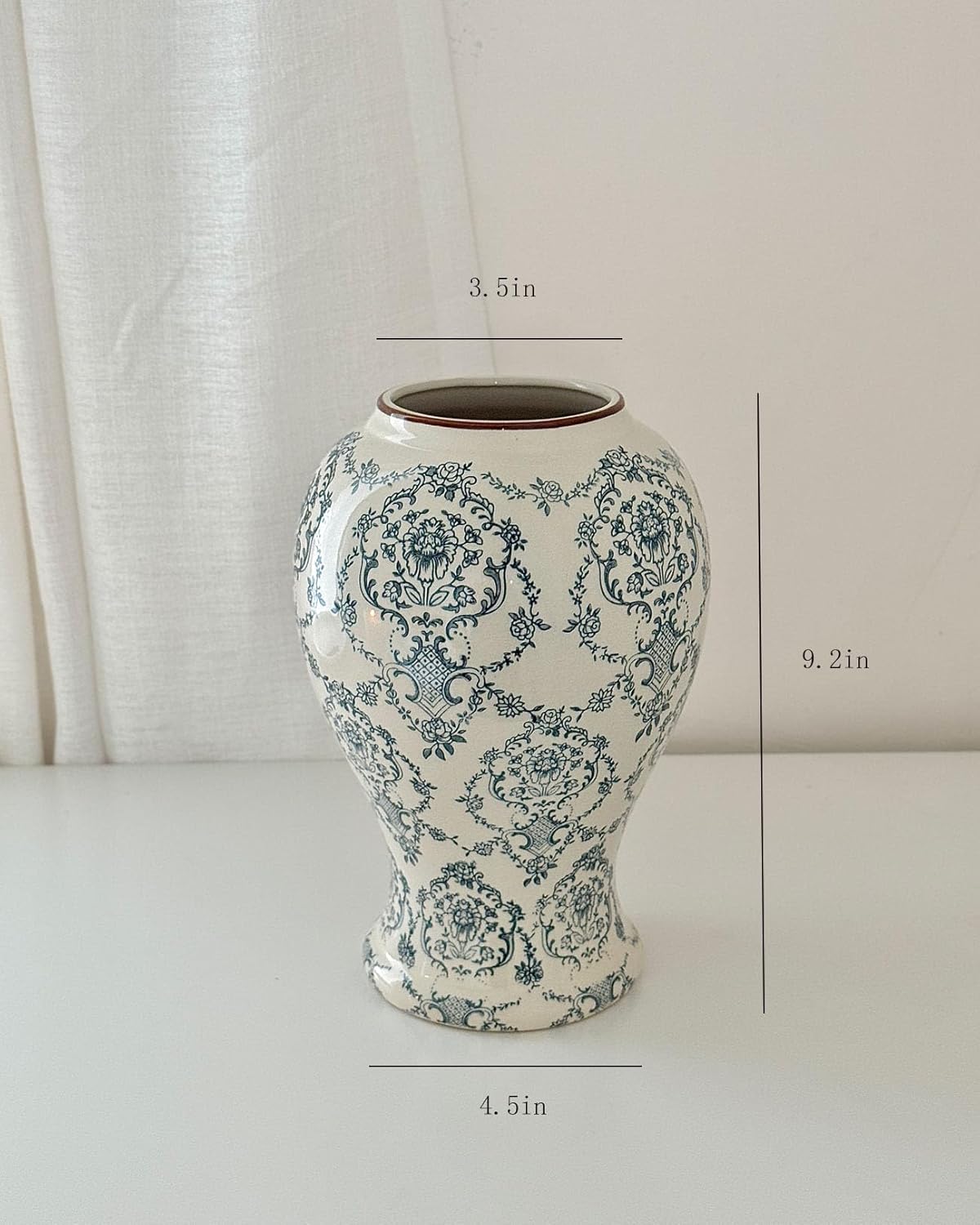 Vintage Chinoiserie Ginger Jar Ceramic Vase 1