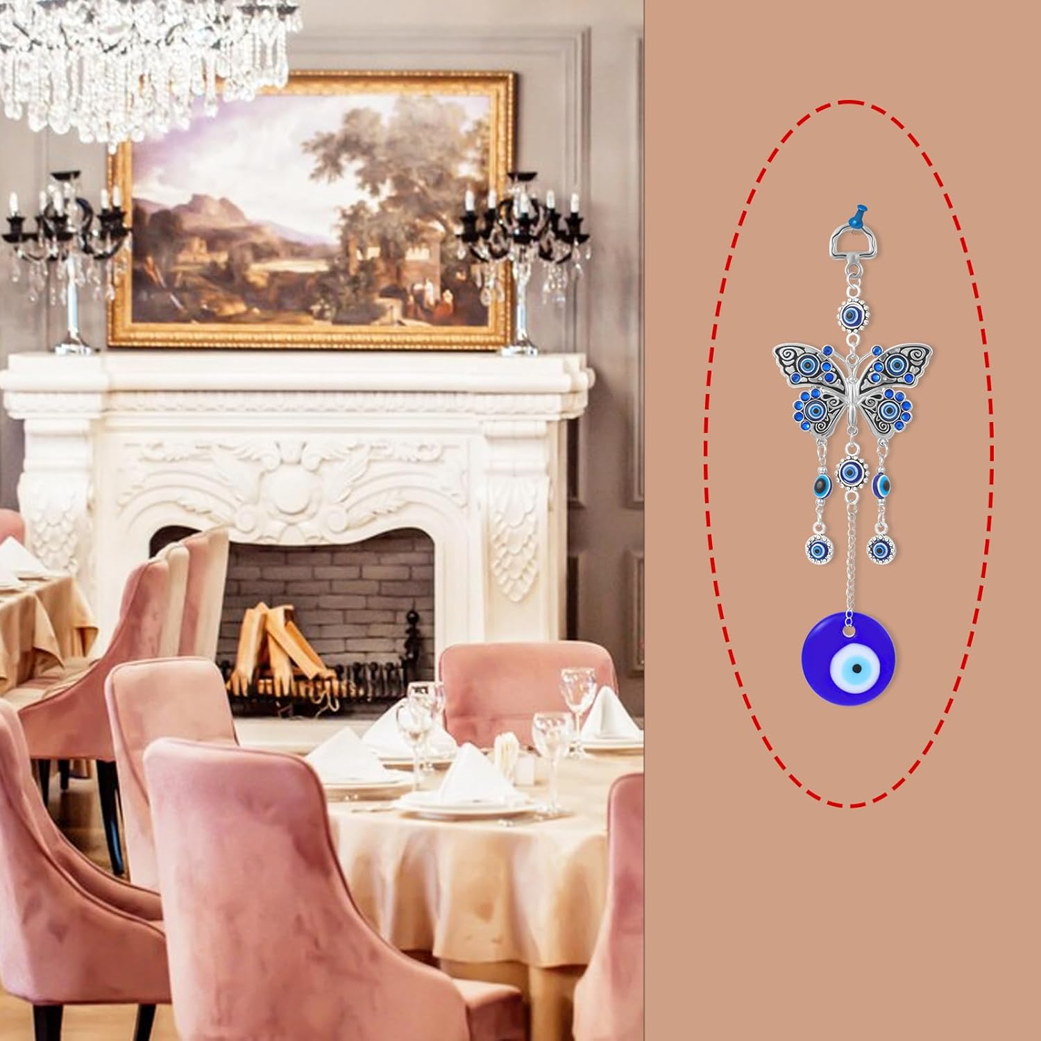 Turkish Blue Evil Eye Butterfly Hanging Decor