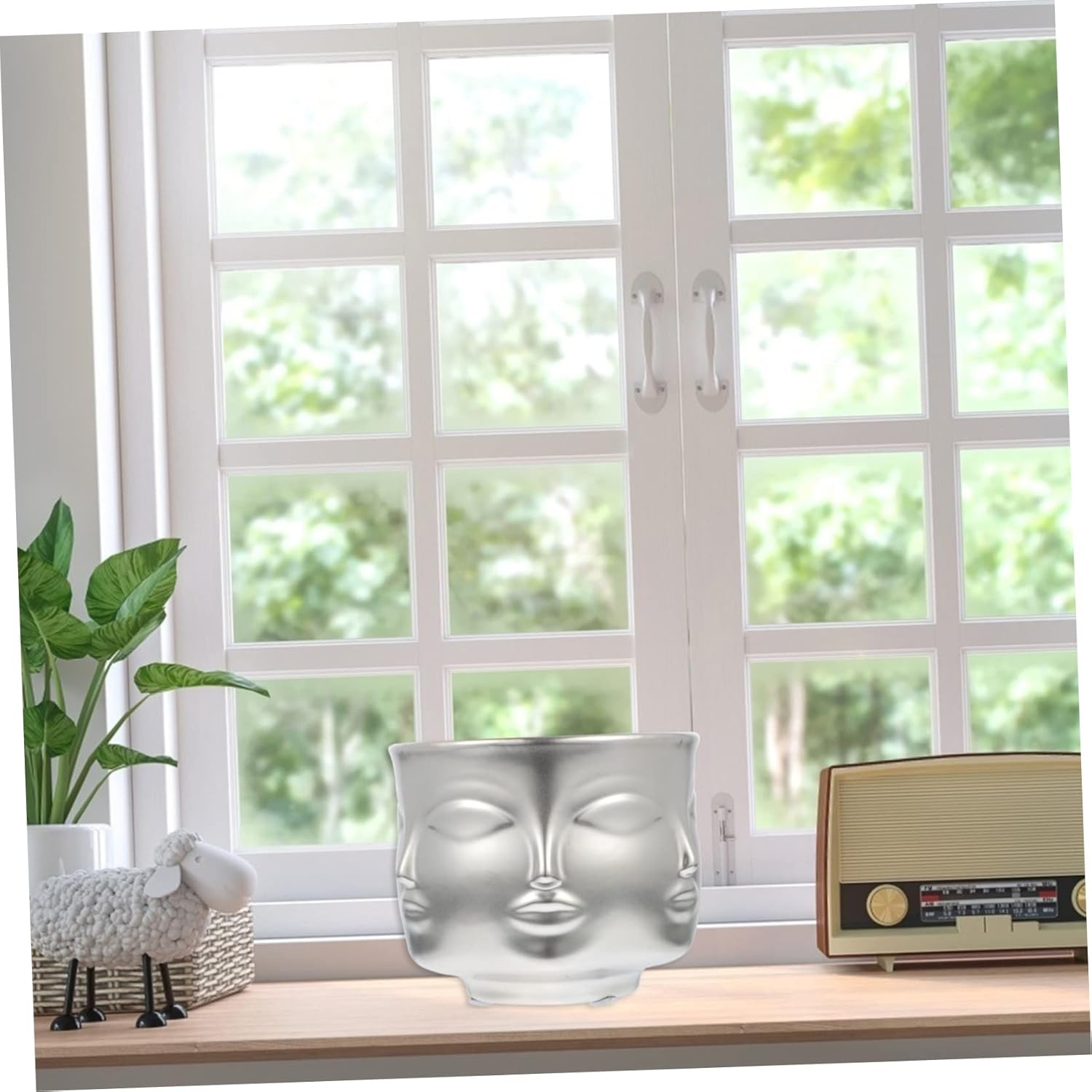 PRETYZOOM 1pc Creative Mask Shaped Dried Flower Pot Wall Decor