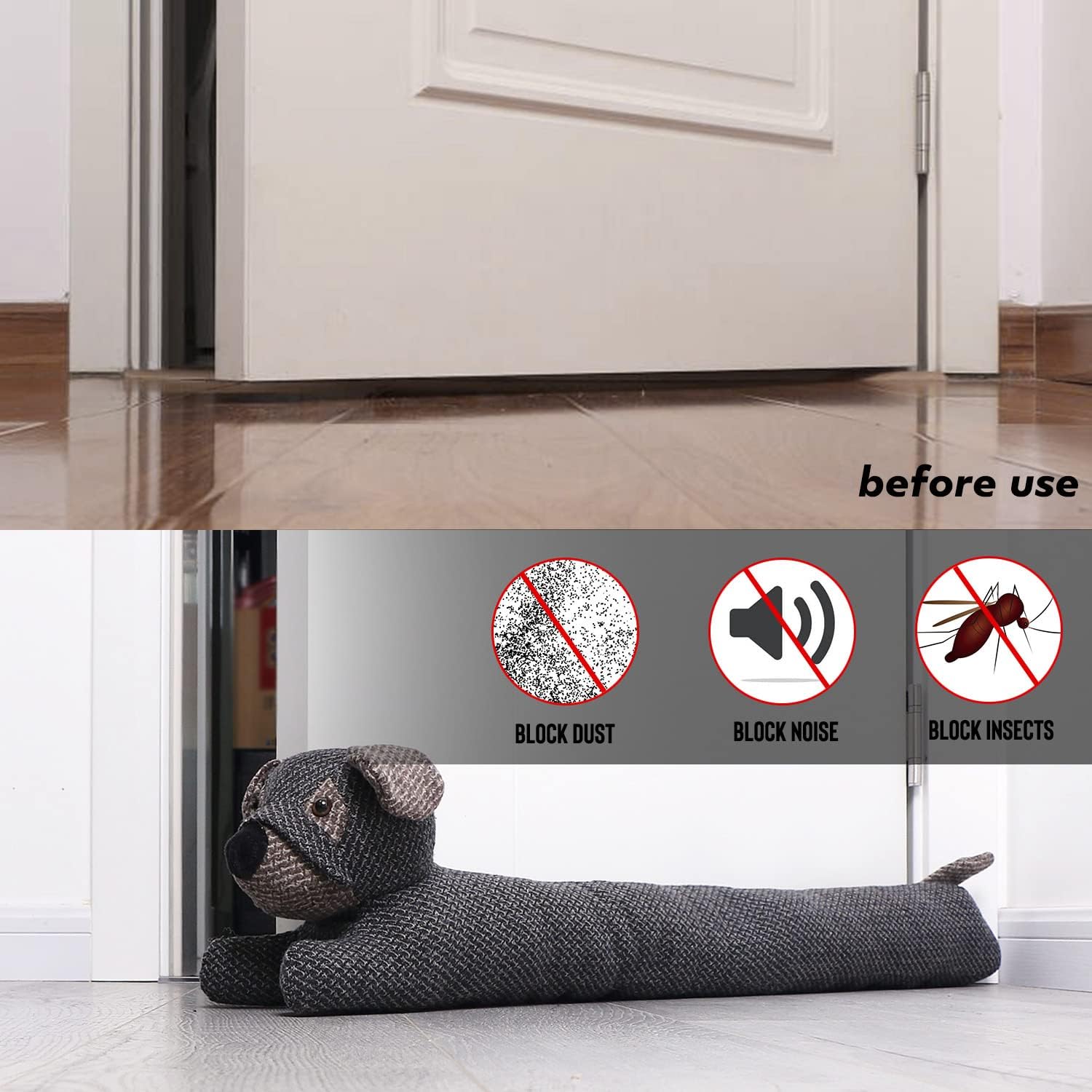 Cute Dog Door Stopper 34 Inches Dark Grey Heavy Duty