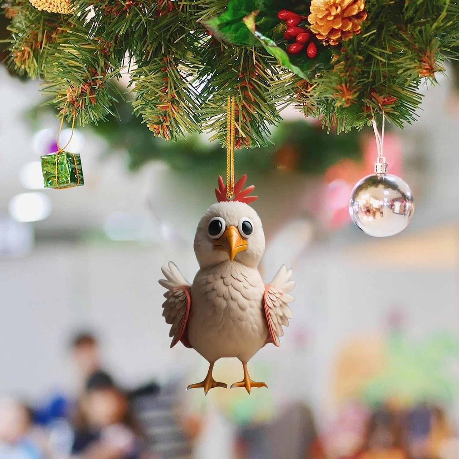 6pcs Cute Cartoon Rooster Christmas Decorations