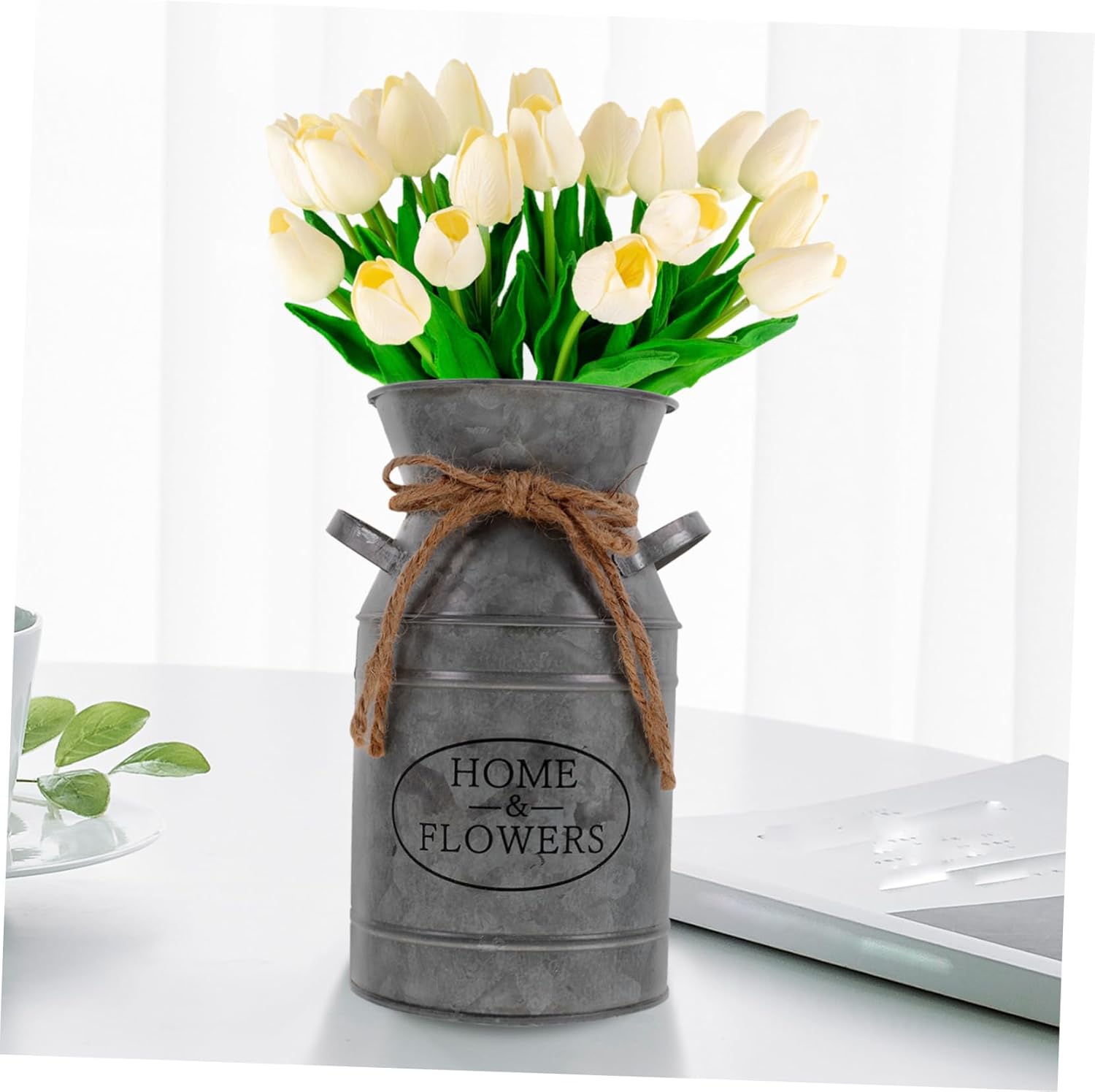 Rustic Iron Flower Bucket for Home and Office Decor
