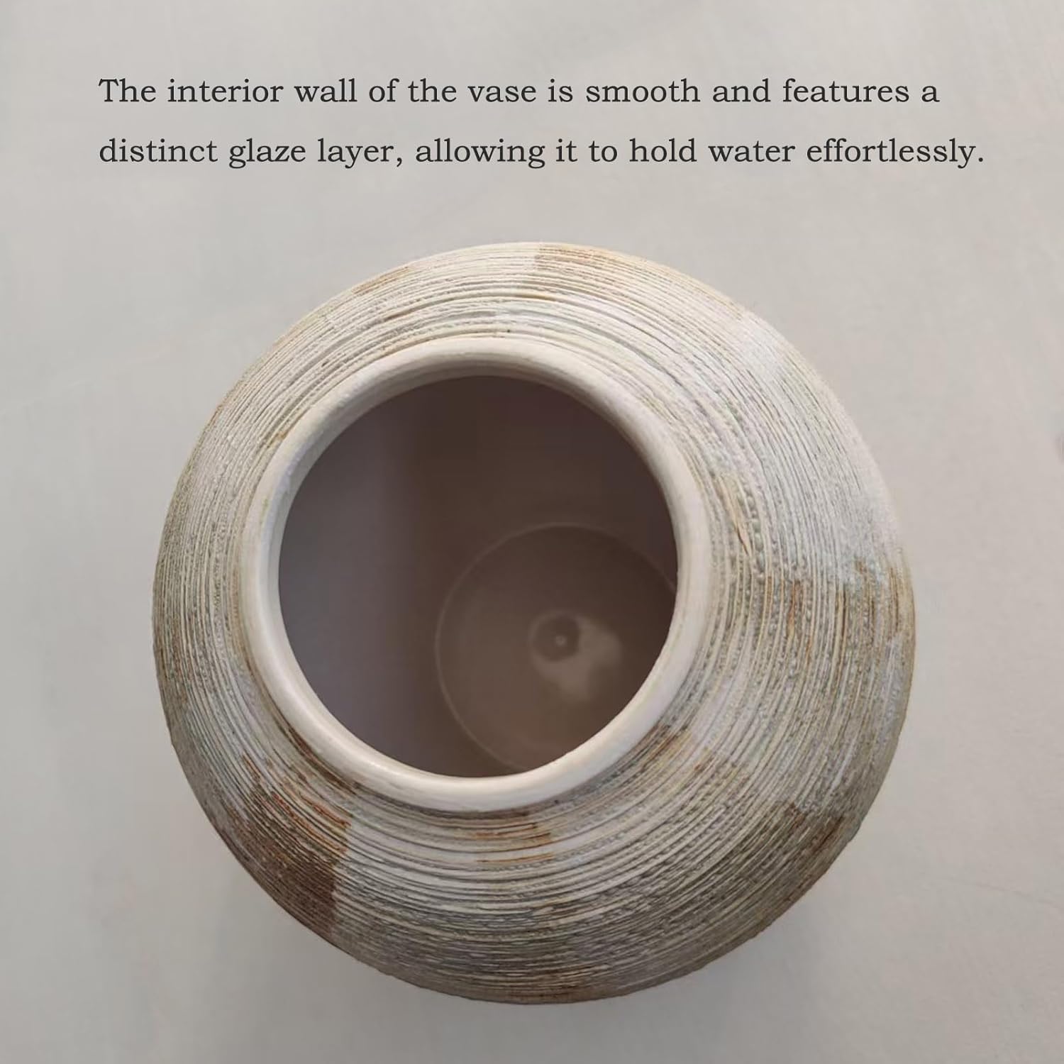 Rustic Ribbed Vase - 63 Inch Ceramic Farmhouse Decor