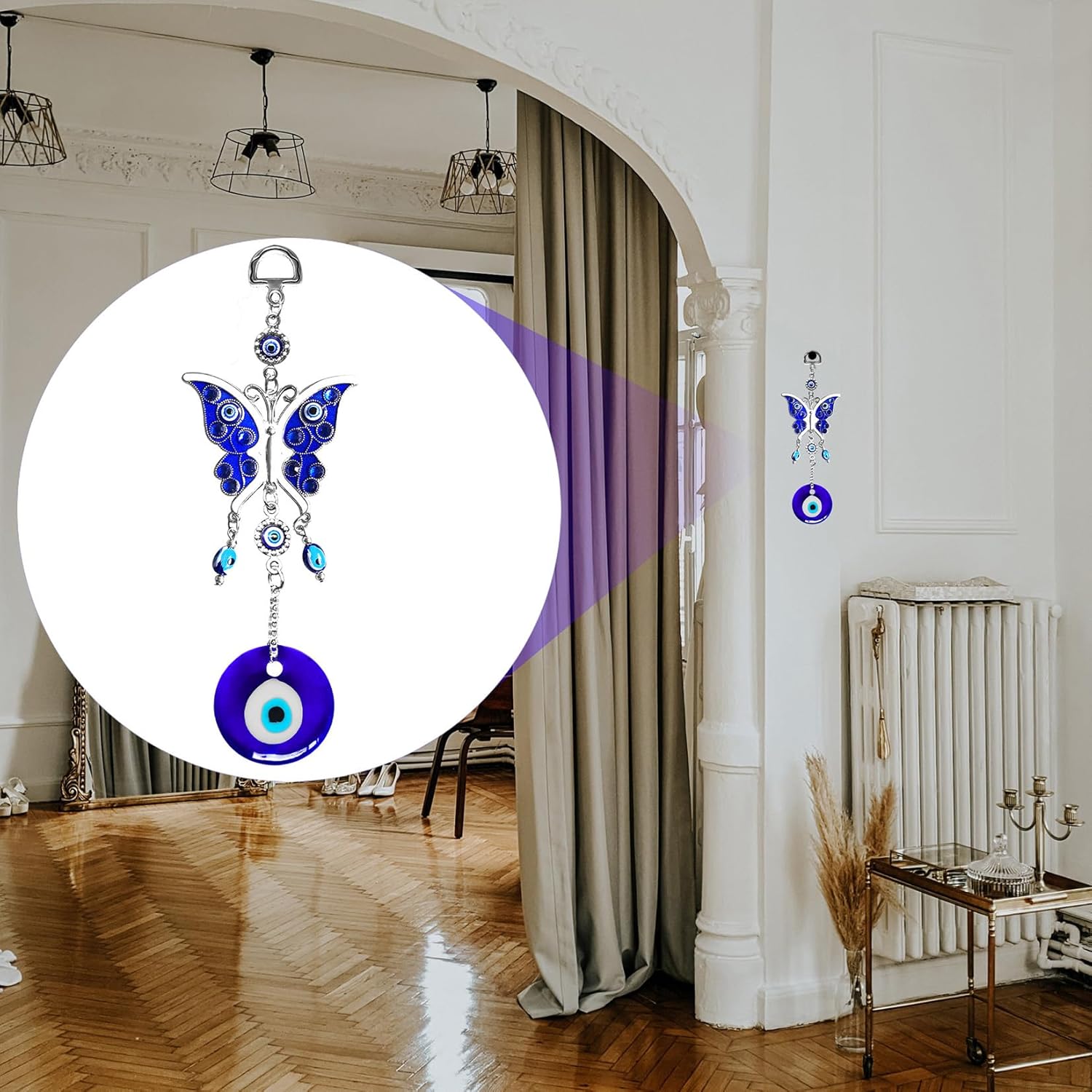 Blue Butterfly Evil Eye Wall Hanging Decor
