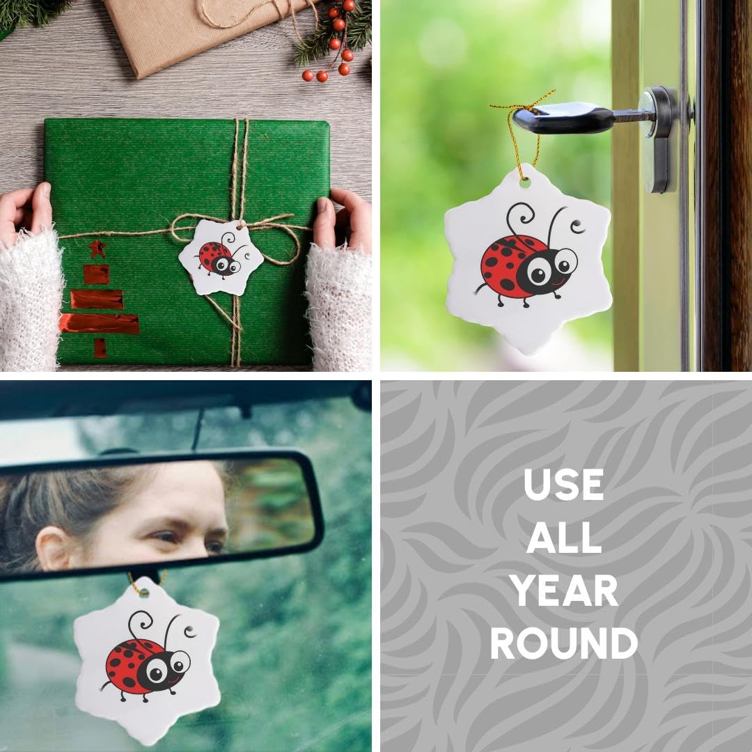 3dRose Cute Ladybug 3 Inch Porcelain Ornament