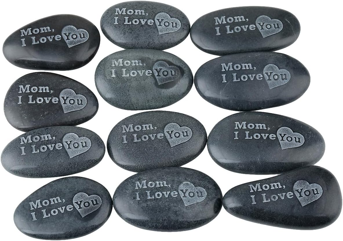 SUNYIK Black Engraved Inspirational Stones for Mothers Day or Fathers Day