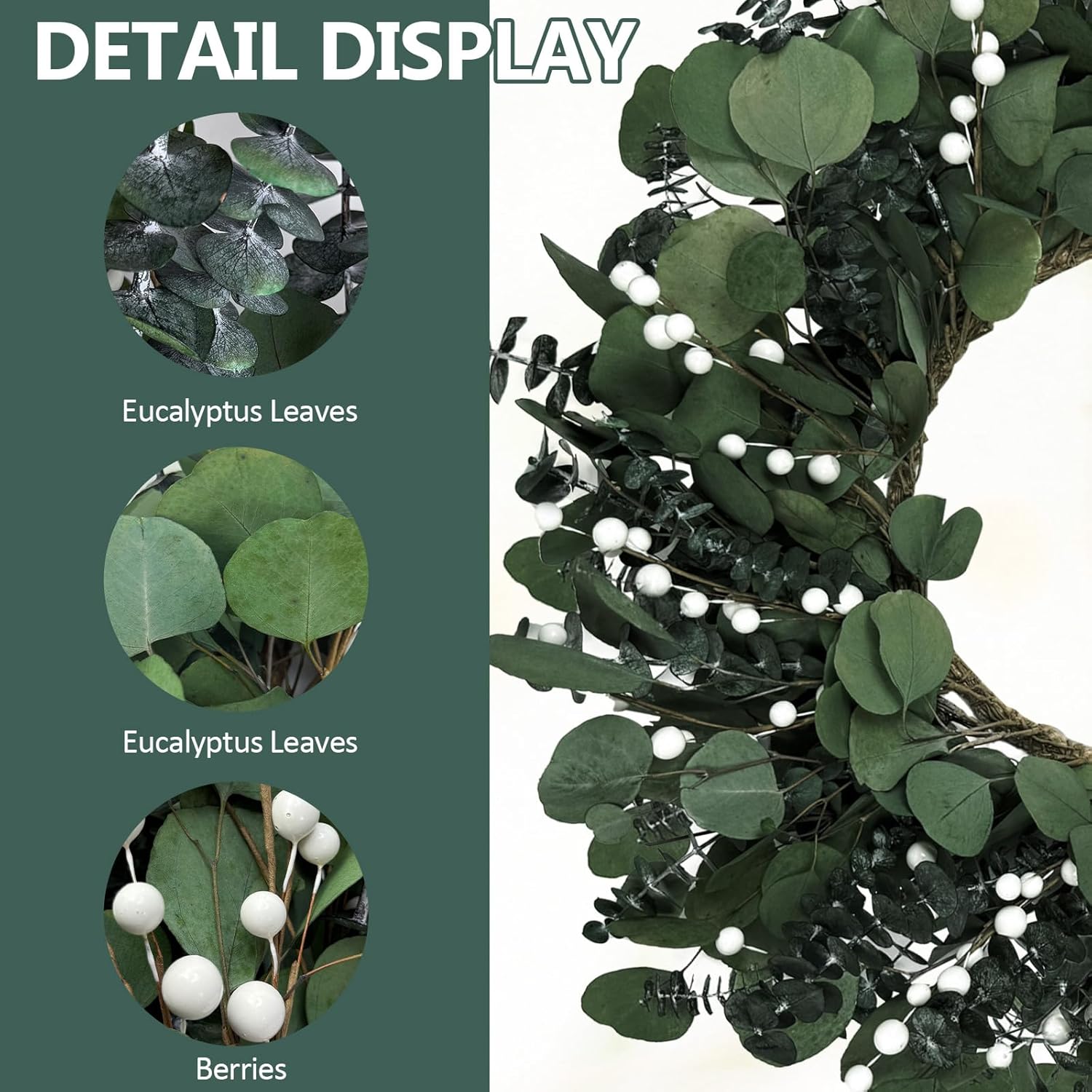24 Inch Preserved Eucalyptus Wreath Green Decor