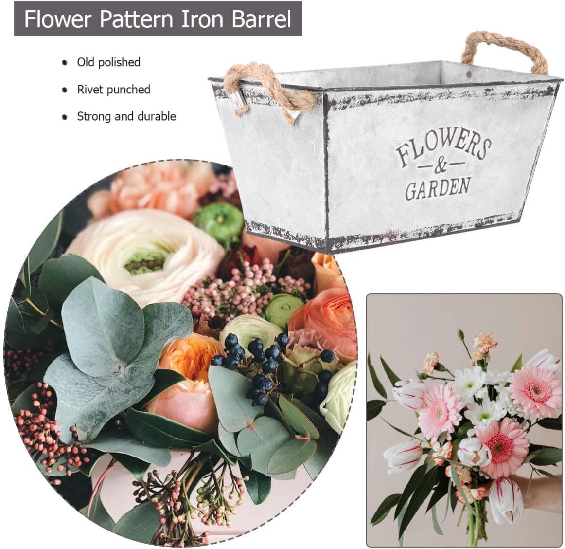 Wakauto Bucket Iron Vase for Dried Flowers