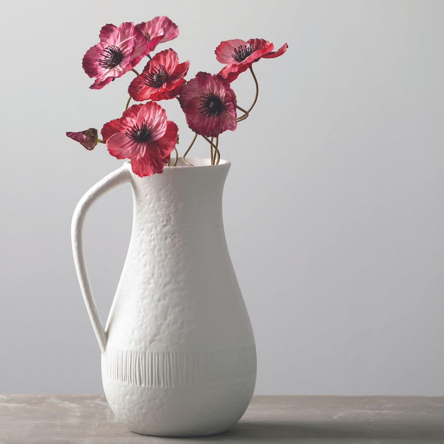 Sullivans Ceramic Vase White Pitcher with Handle 10 Inch