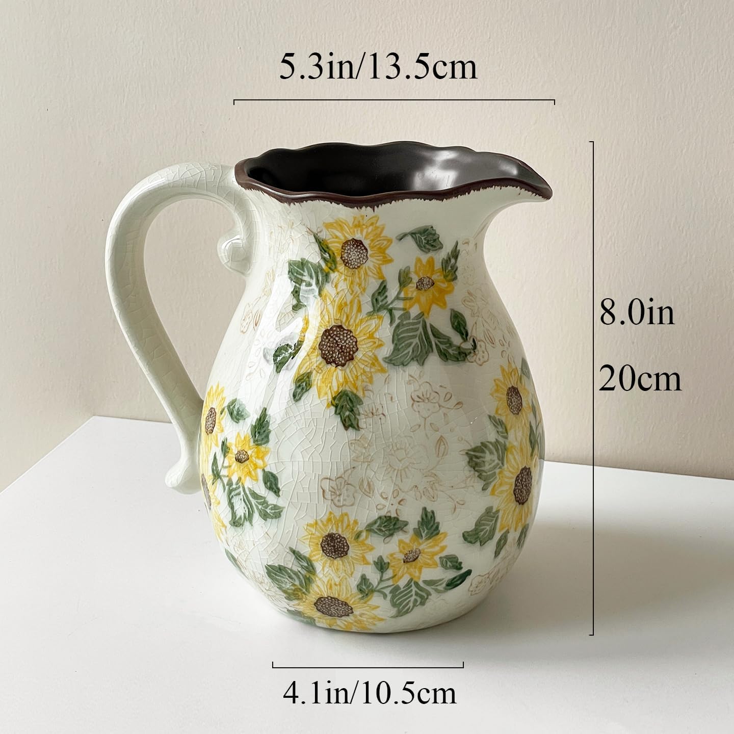 Ceramic Rustic Sunflower Vase for Home Decor