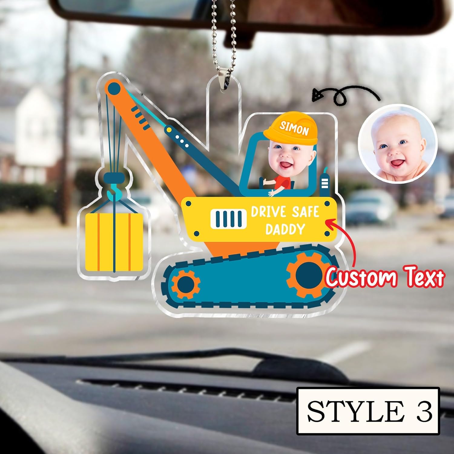 Personalized Photo Car Hanger for Dad Father Happy Fathers Day 2024 Gift