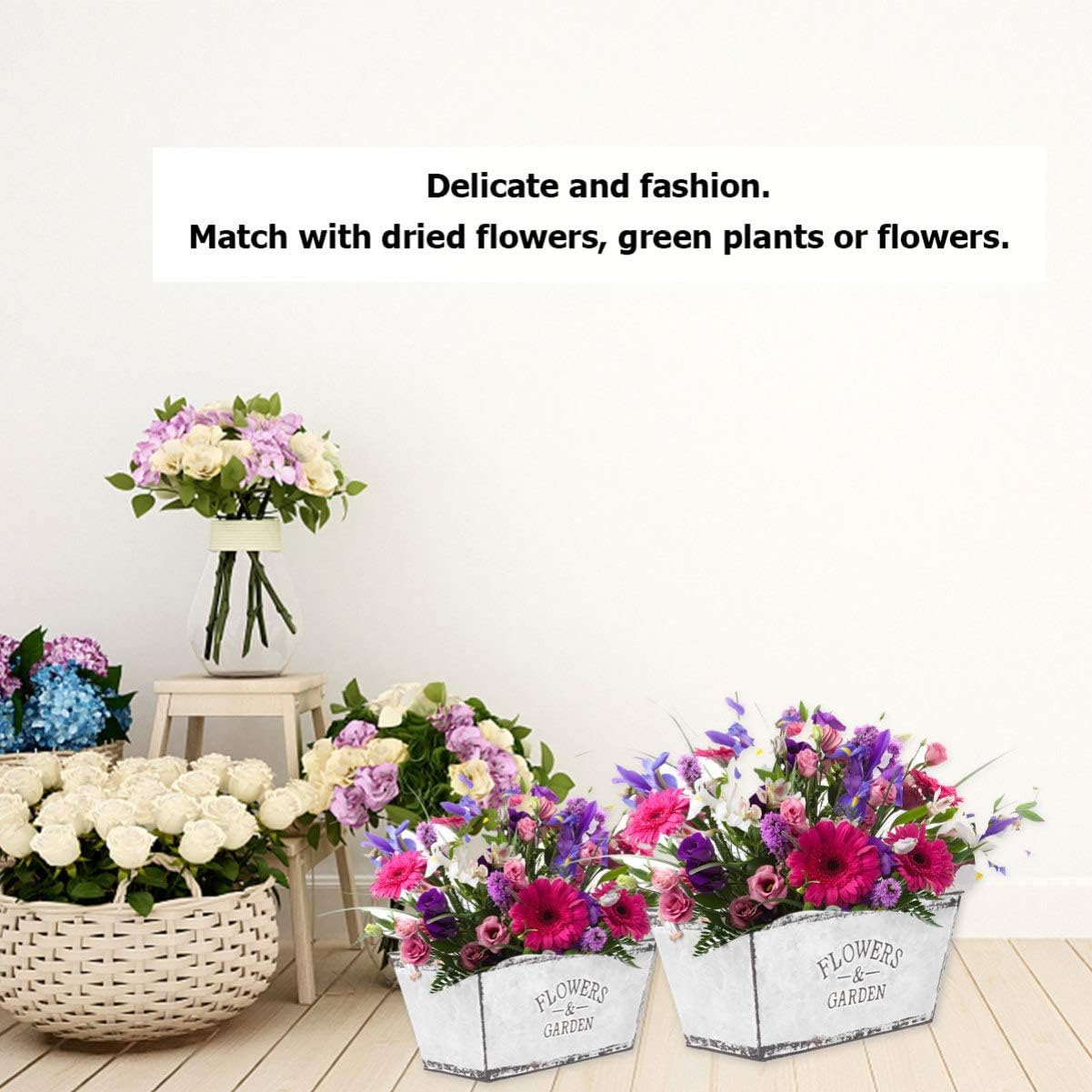Wakauto Bucket Iron Vase for Dried Flowers
