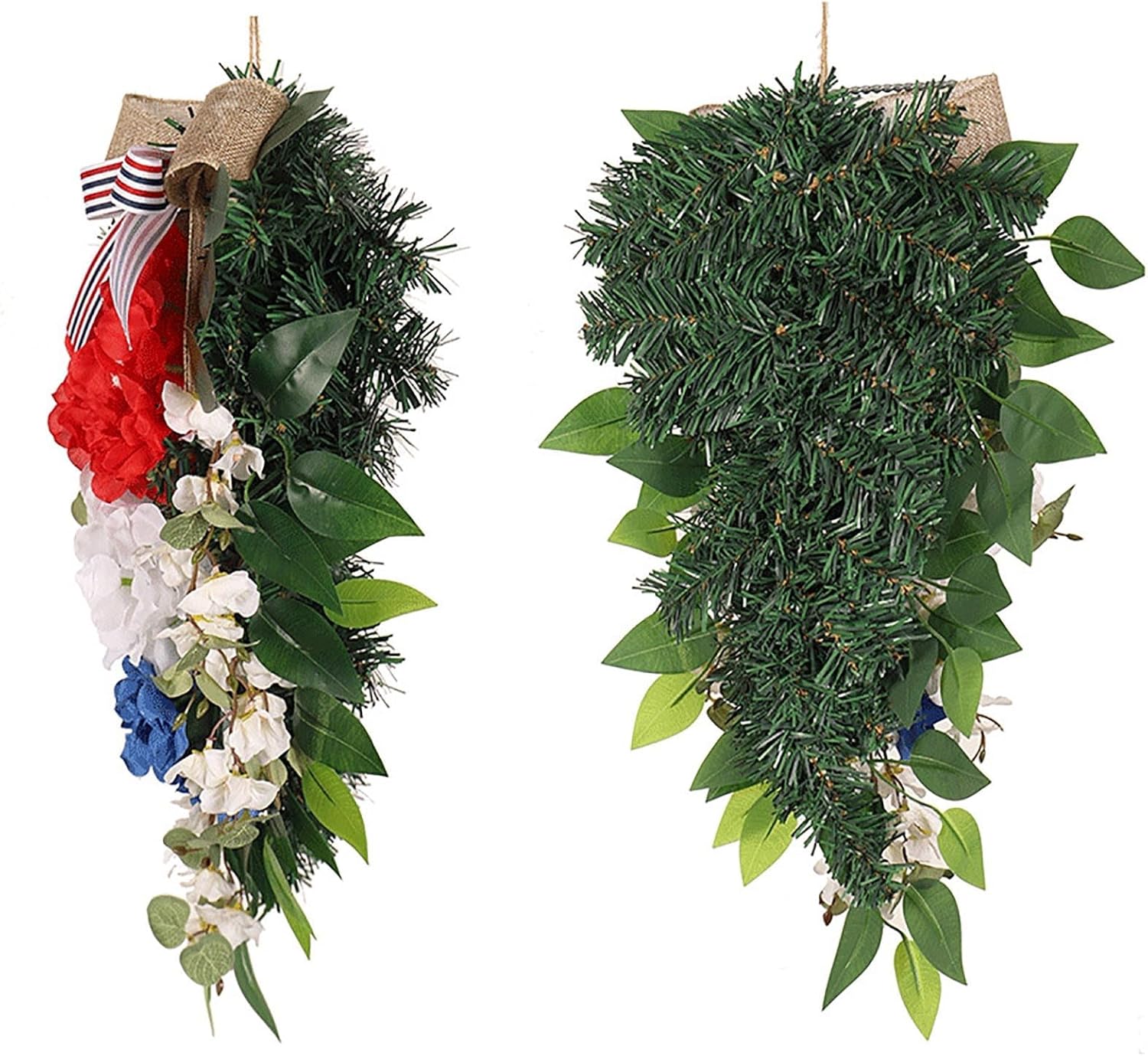 197inch Patriotic Teardrop Wreath Red White Blue Hydrangea