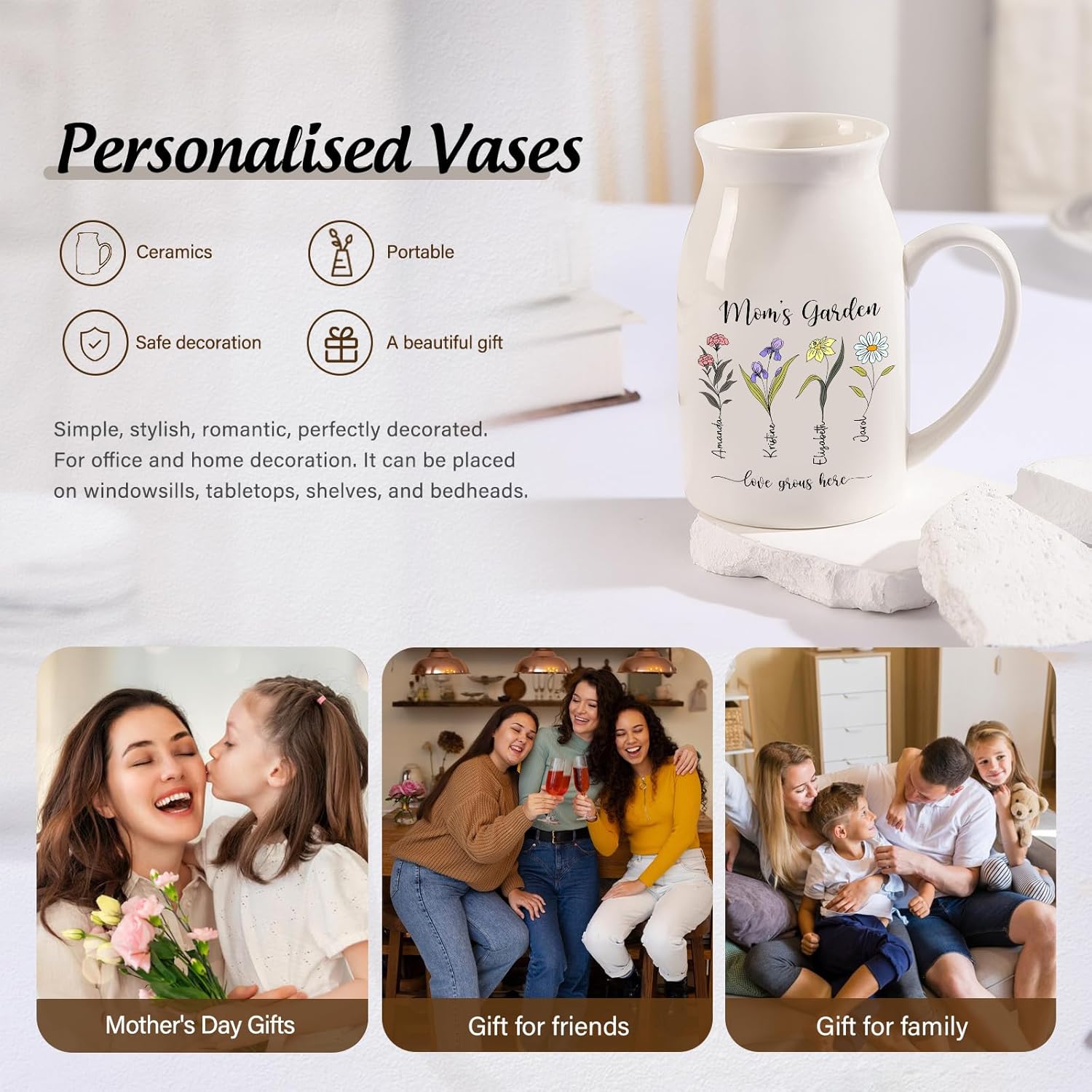 Personalized Flower Vase for Home Decor and Gifts