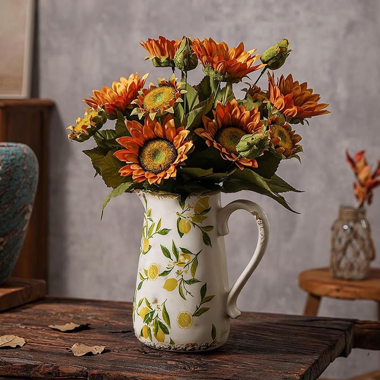 Lemon Vintage Vase with Handle 7 Inch