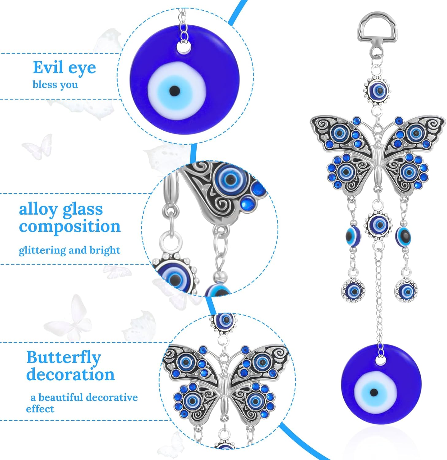 Turkish Blue Evil Eye Butterfly Hanging Decor