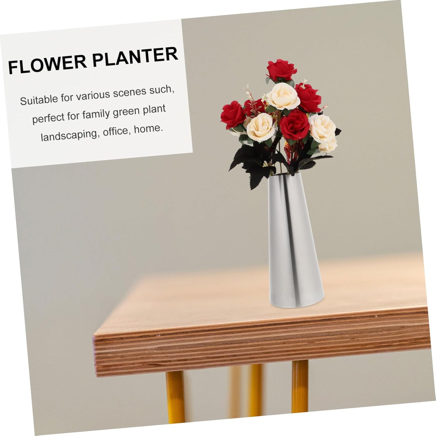 BESPORTBLE Desktop Flower Vase Stainless Steel