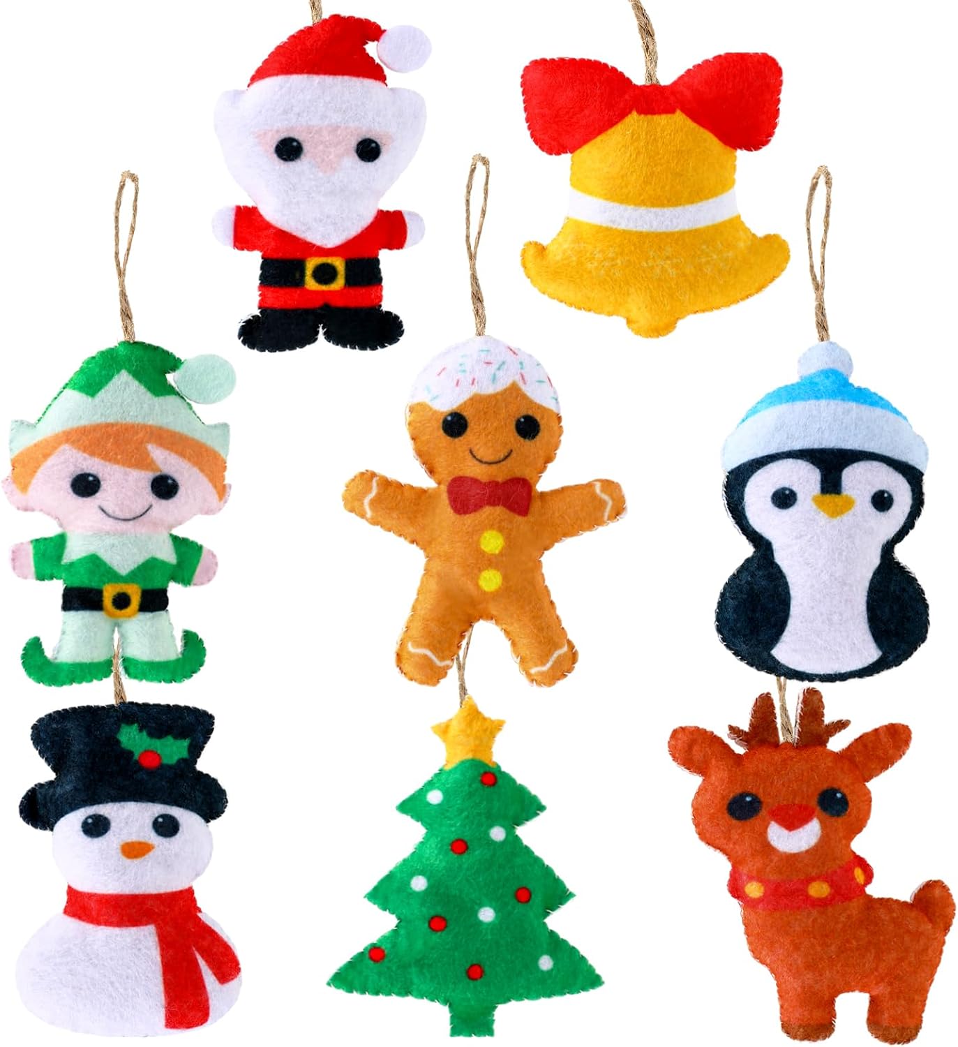 Whaline 8Pcs 3D Felt Christmas Ornament Set