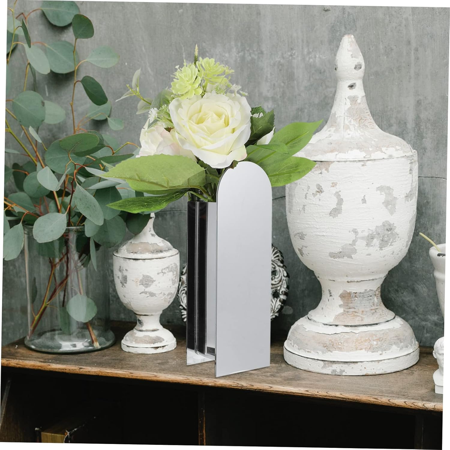 PRETYZOOM Acrylic Flower Vase Elegant Desktop Decor