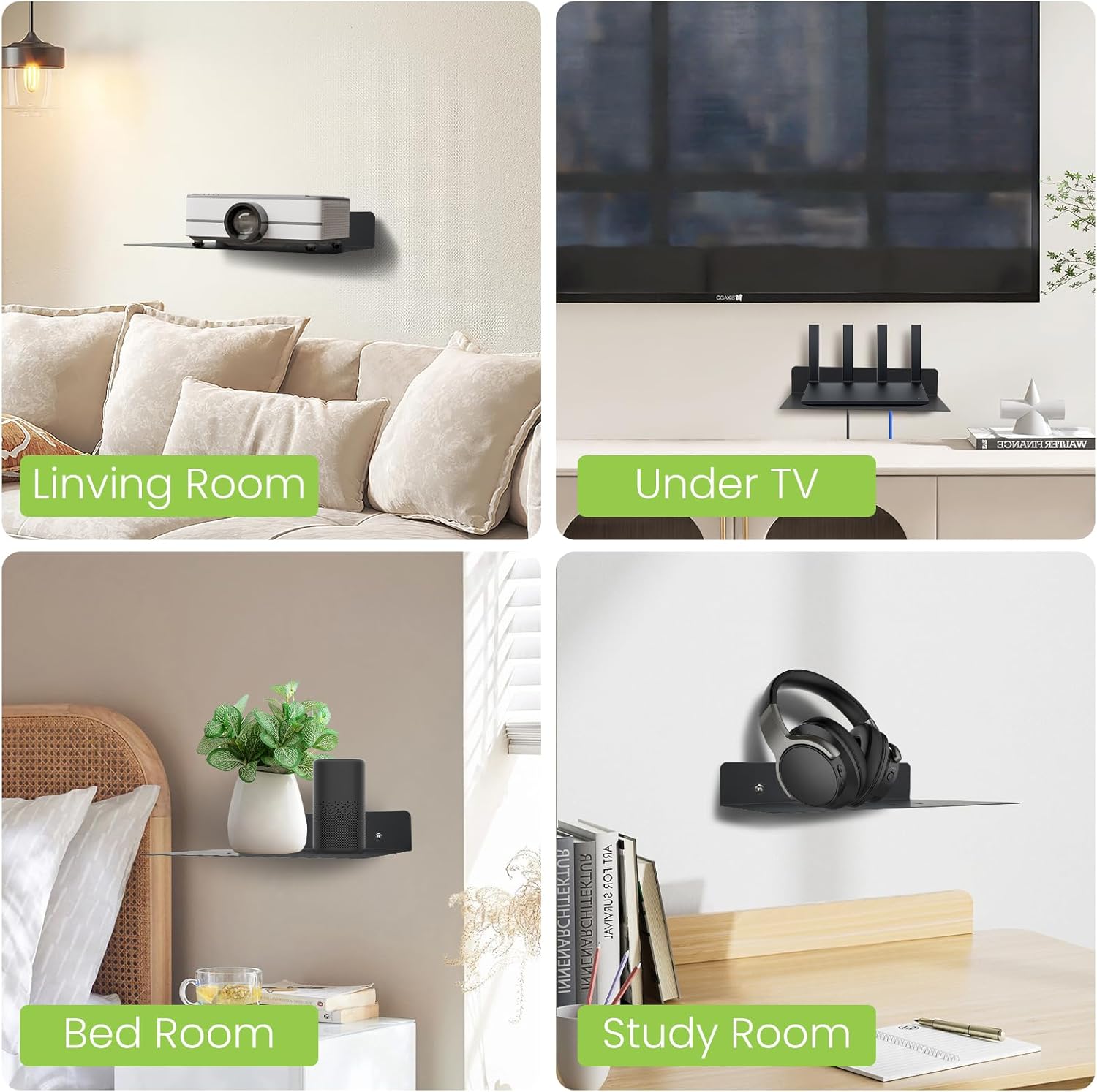 Steel Floating Shelves for Wall Black 906x689 in