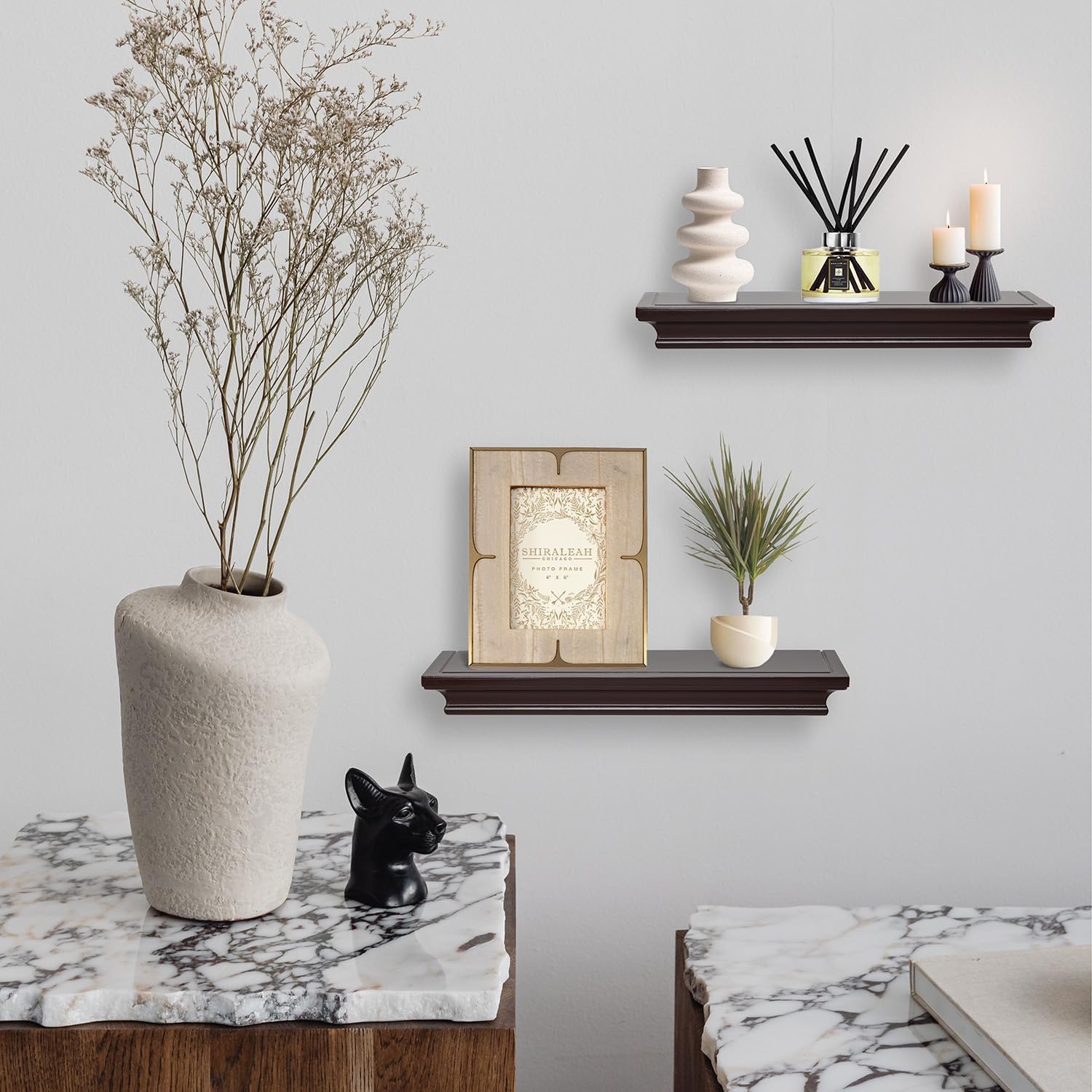 AHDECOR Floating Shelves Set of 2 Espresso Brown