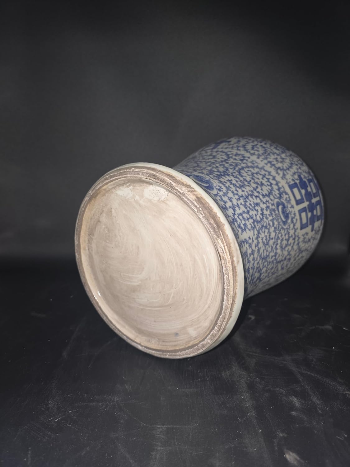 19 Inch Blue and White Ginger Jar Vase with Double Happiness Pattern