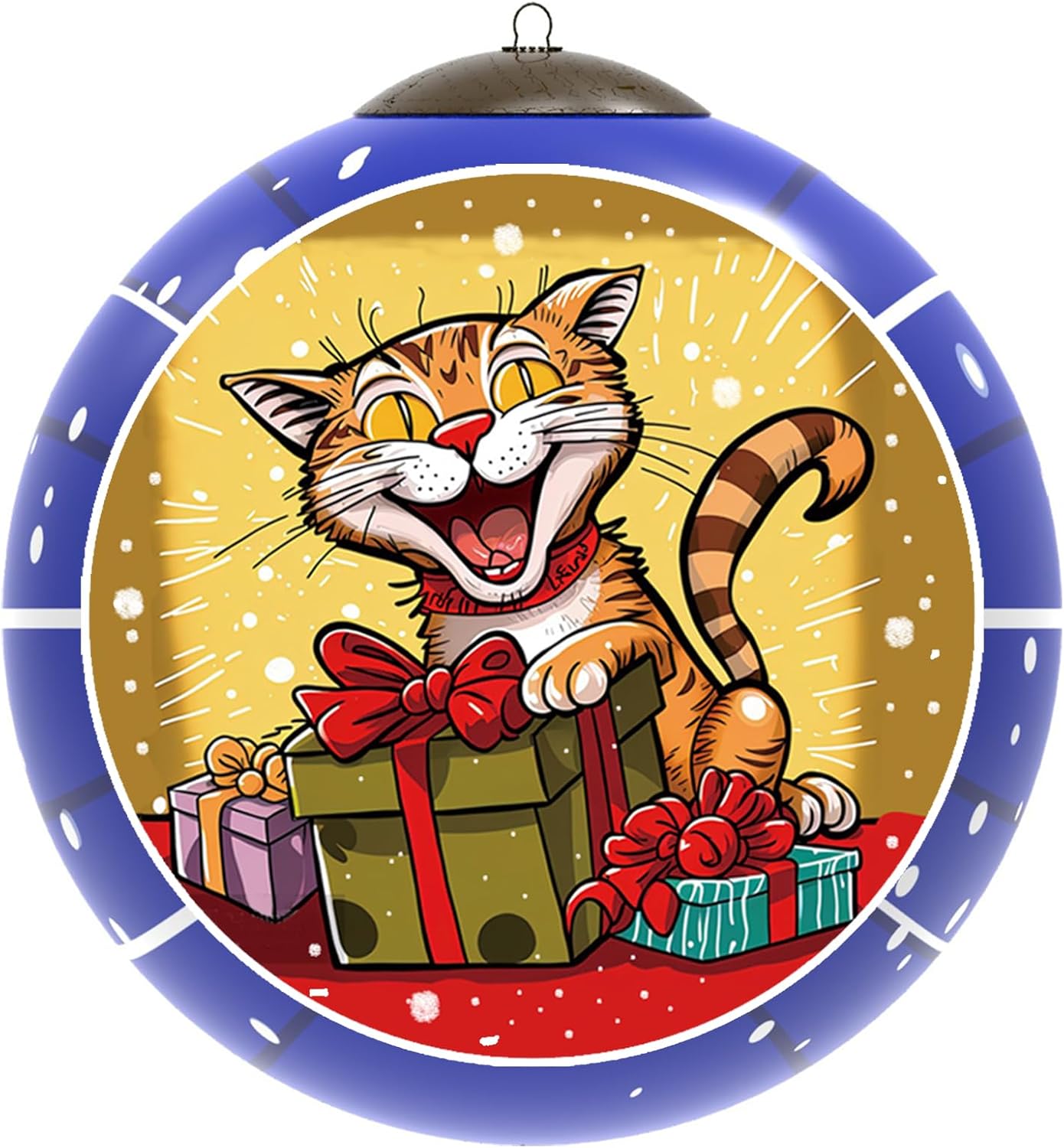 Handmade Painted Glass Kitten Ornament with Gift Box