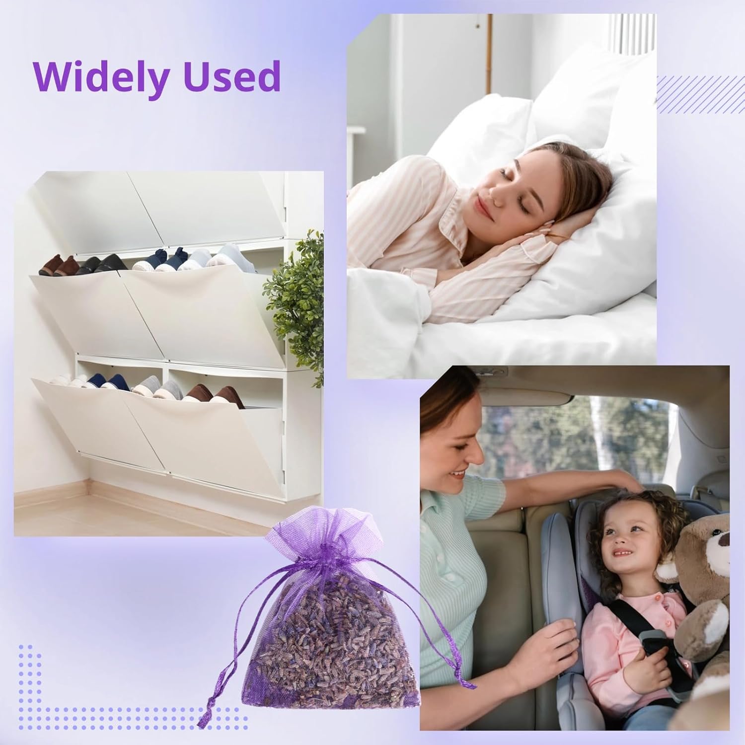 120 Pack Dried Lavender Sachets for Home Car
