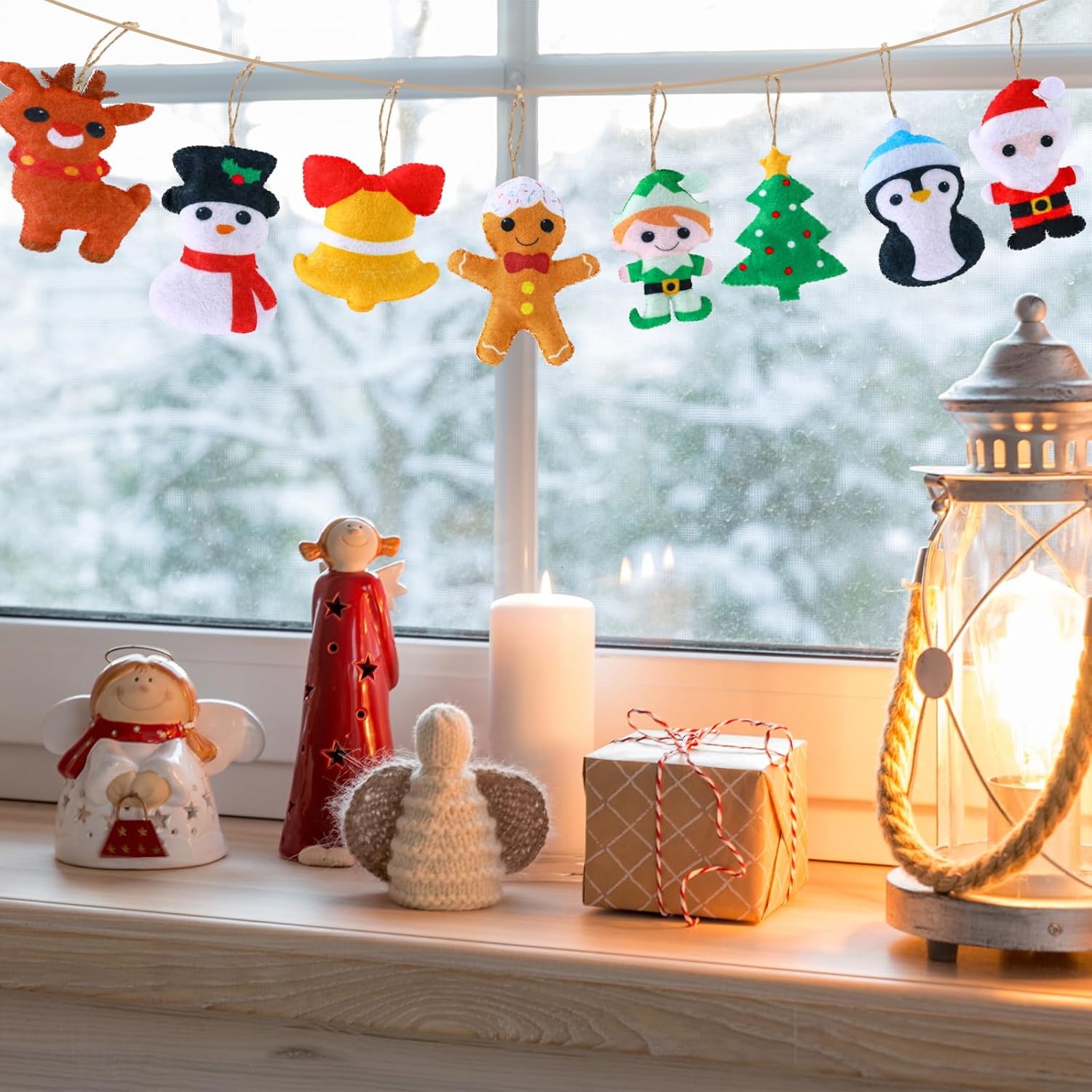 Whaline 8Pcs 3D Felt Christmas Ornament Set