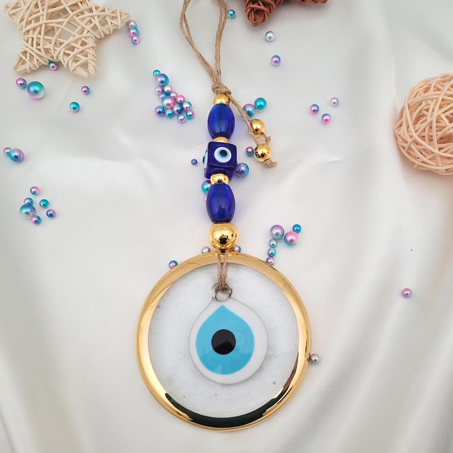 35 Inch Transparent Gold Evil Eye Wall Hanging